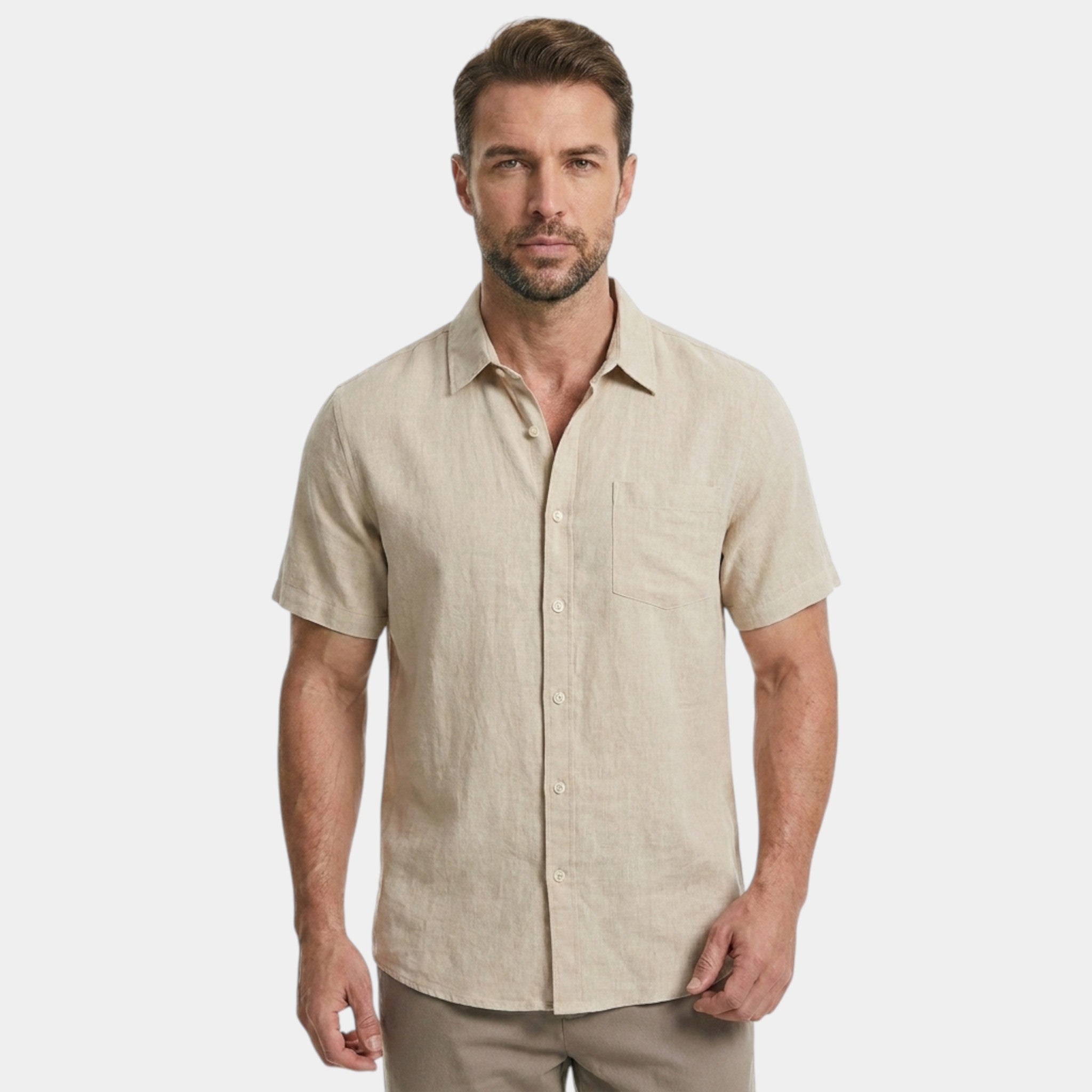 Armaxio | Cotton Men's Short-Sleeved Shirts Summer Solid