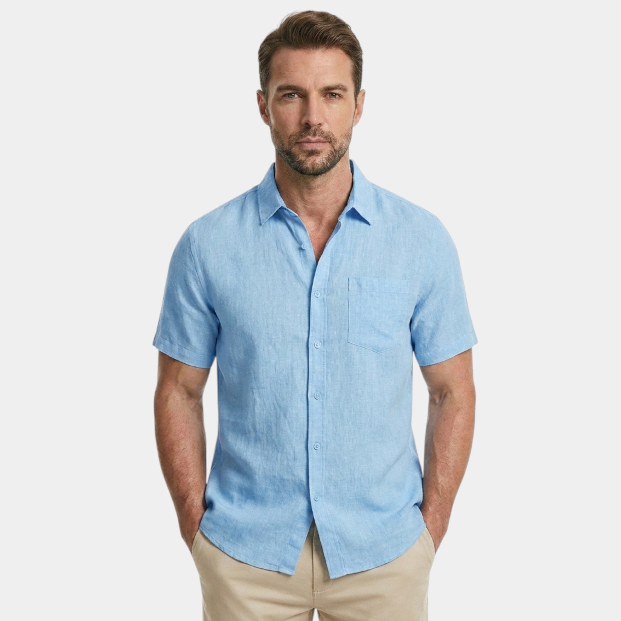 Armaxio | Cotton Men's Short-Sleeved Shirts Summer Solid