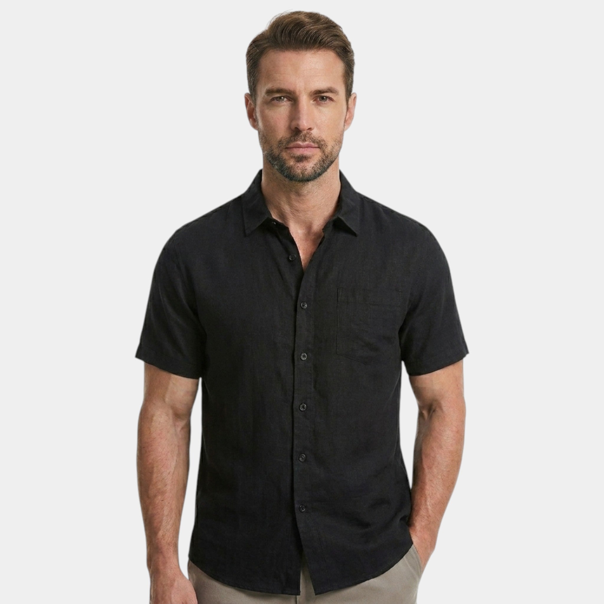 Armaxio | Cotton Men's Short-Sleeved Shirts Summer Solid