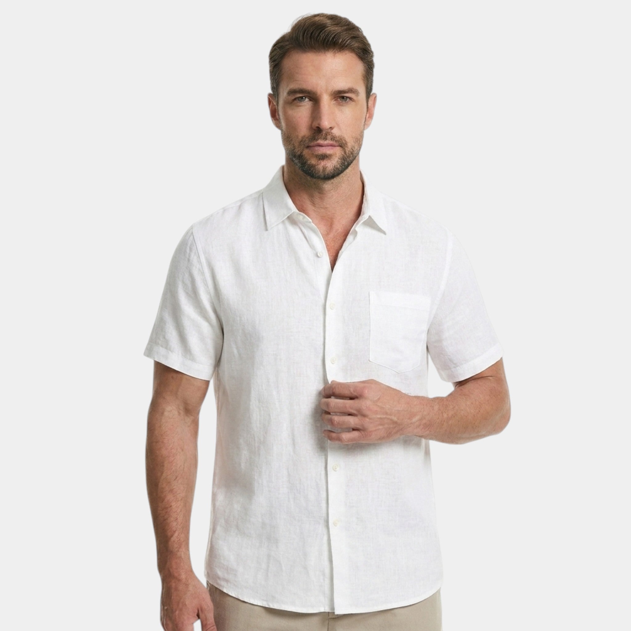 Armaxio | Cotton Men's Short-Sleeved Shirts Summer Solid