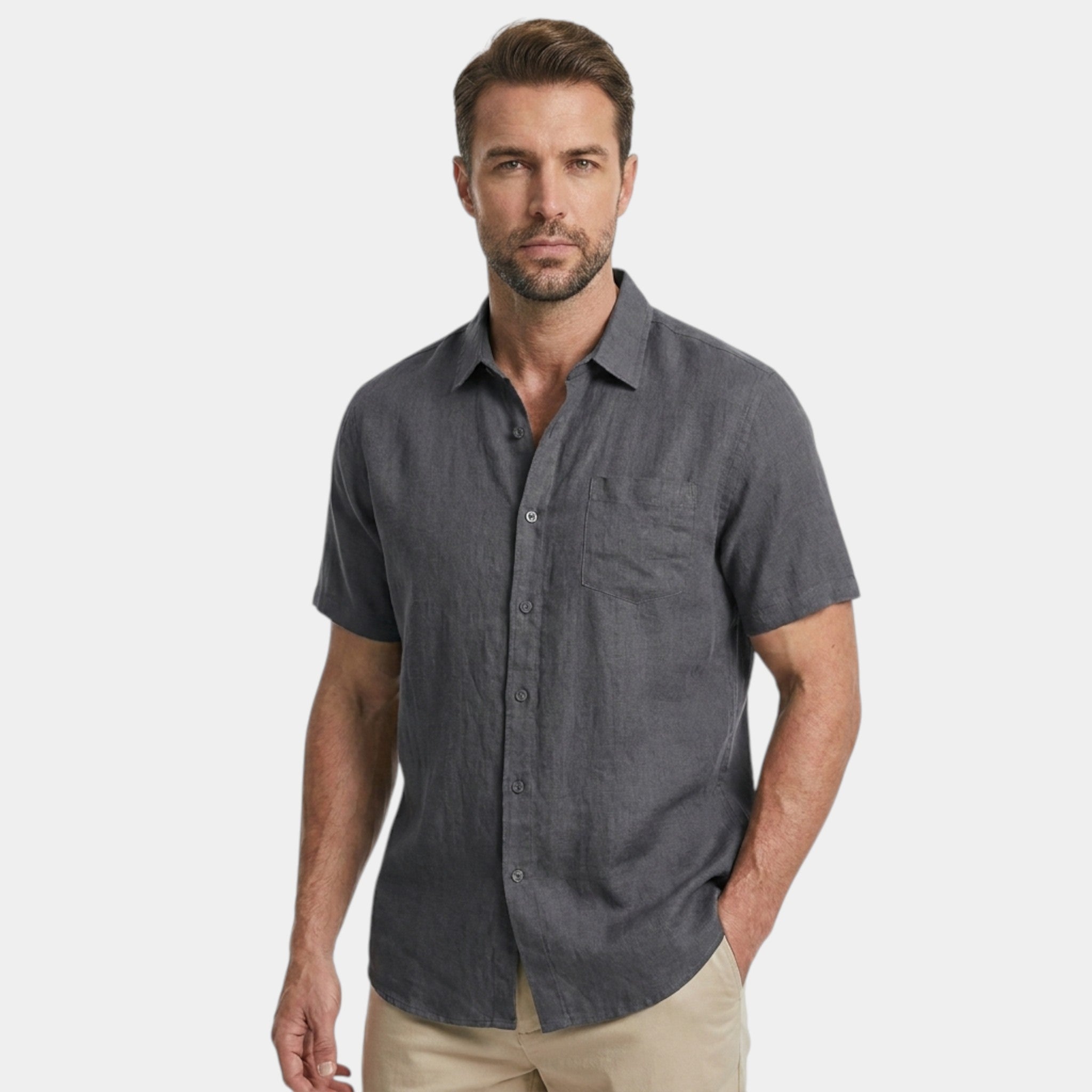 Armaxio | Cotton Men's Short-Sleeved Shirts Summer Solid