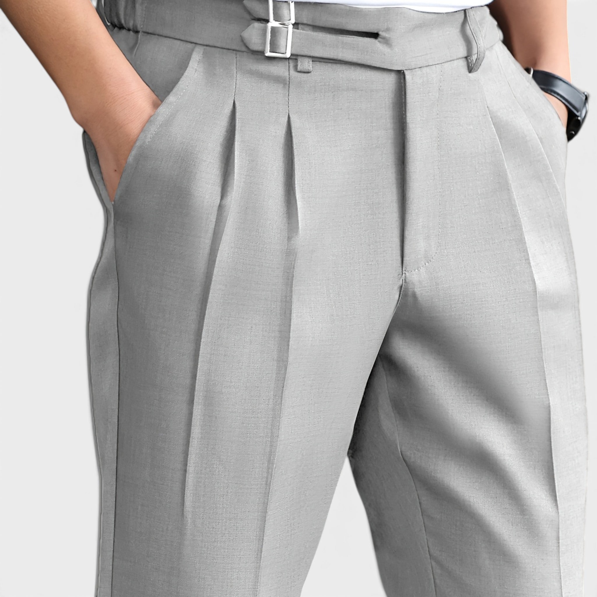 Armaxio | Men’s Double Pleated Casual Trousers Regular Fit Business Pants