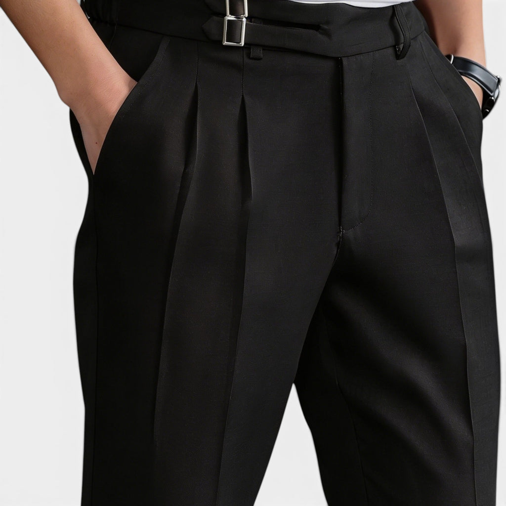 Armaxio | Men’s Double Pleated Casual Trousers Regular Fit Business Pants