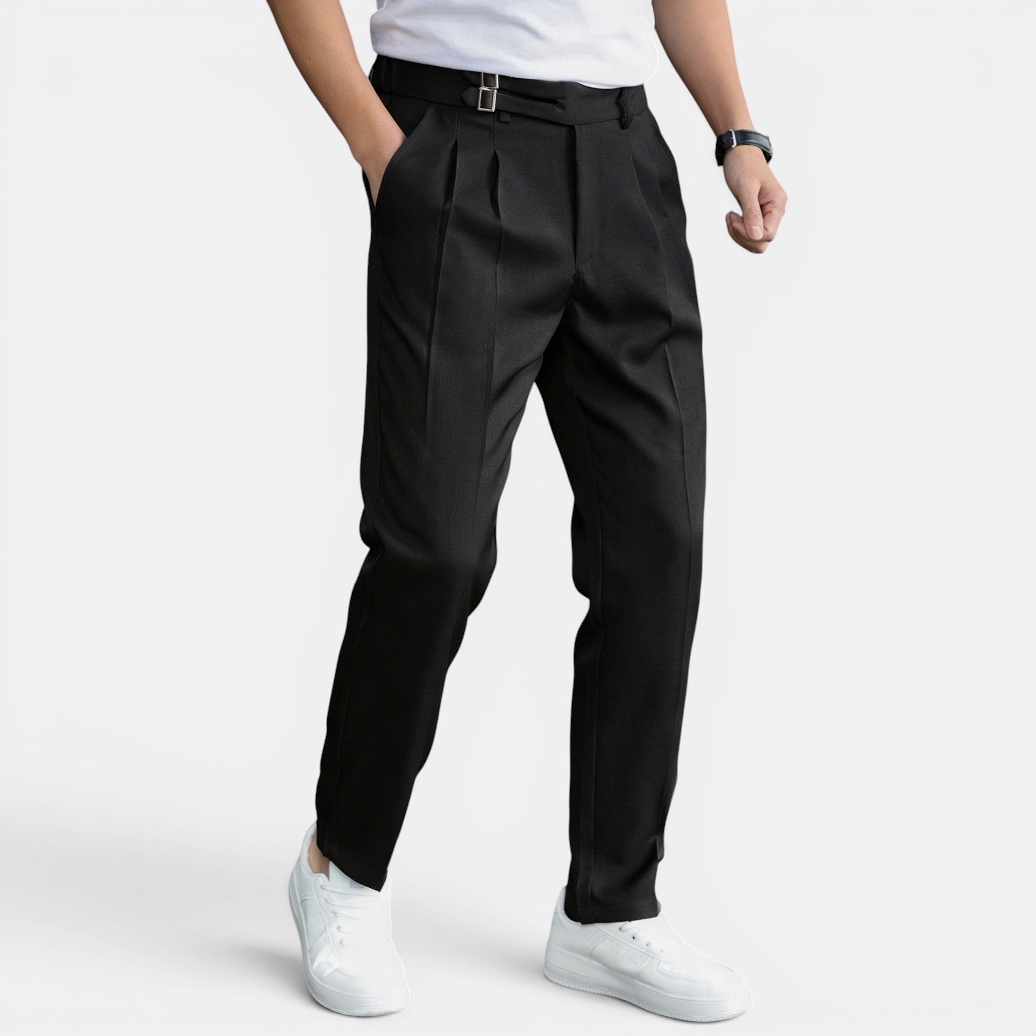 Armaxio | Men’s Double Pleated Casual Trousers Regular Fit Business Pants
