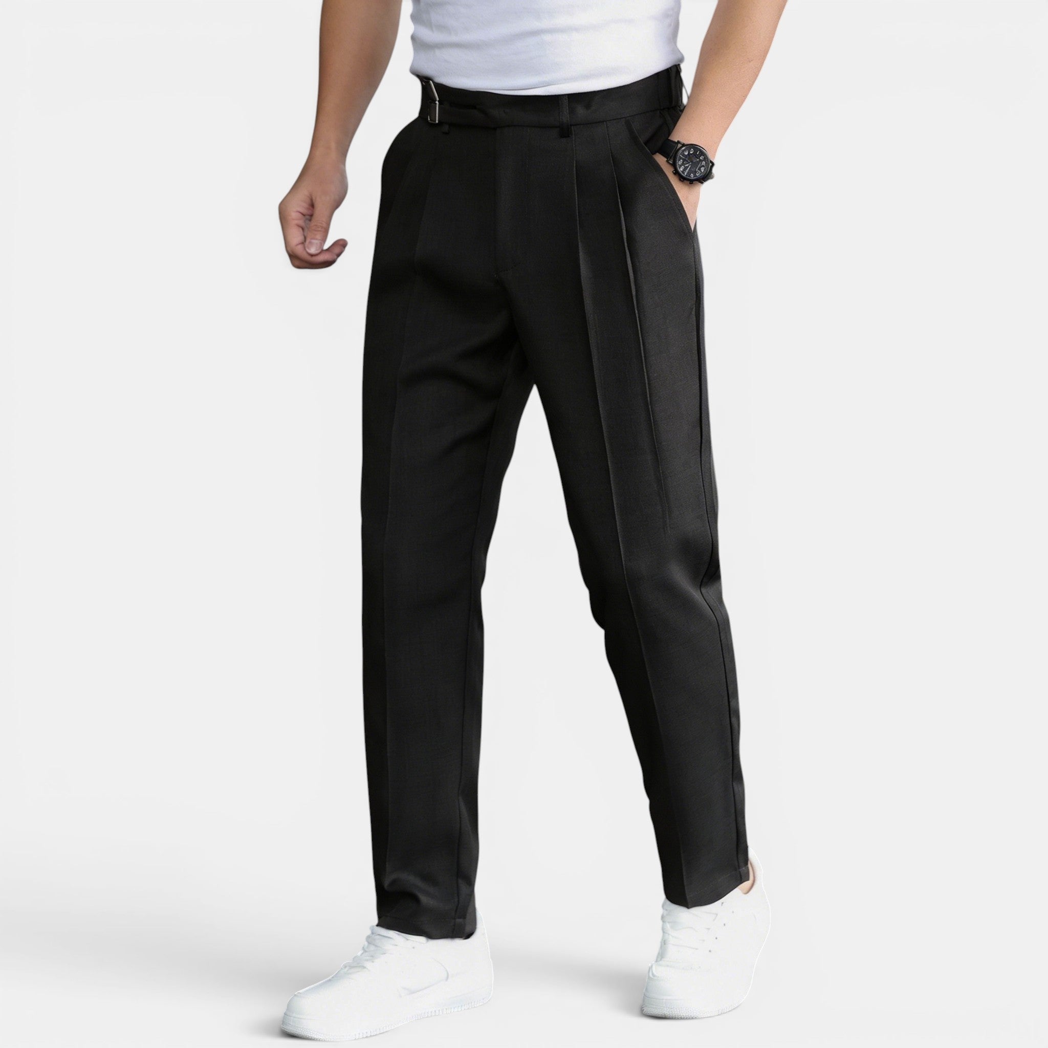 Armaxio | Men’s Double Pleated Casual Trousers Regular Fit Business Pants