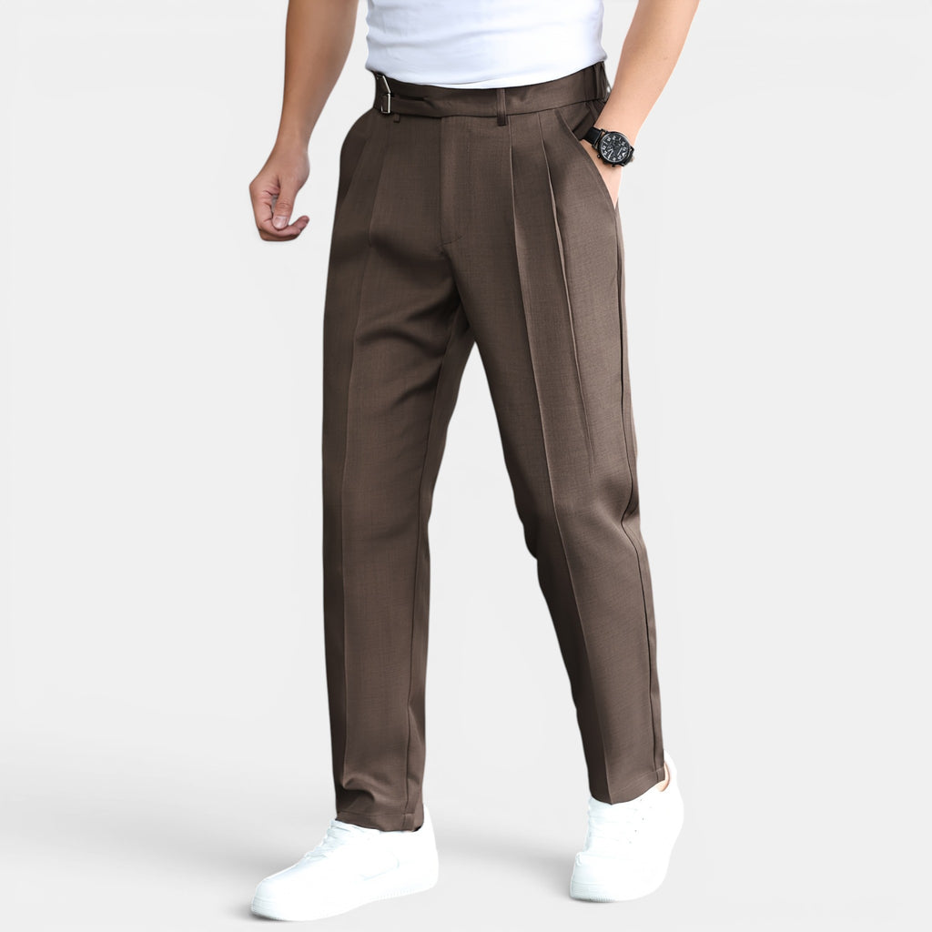 Armaxio | Men’s Double Pleated Casual Trousers Regular Fit Business Pants