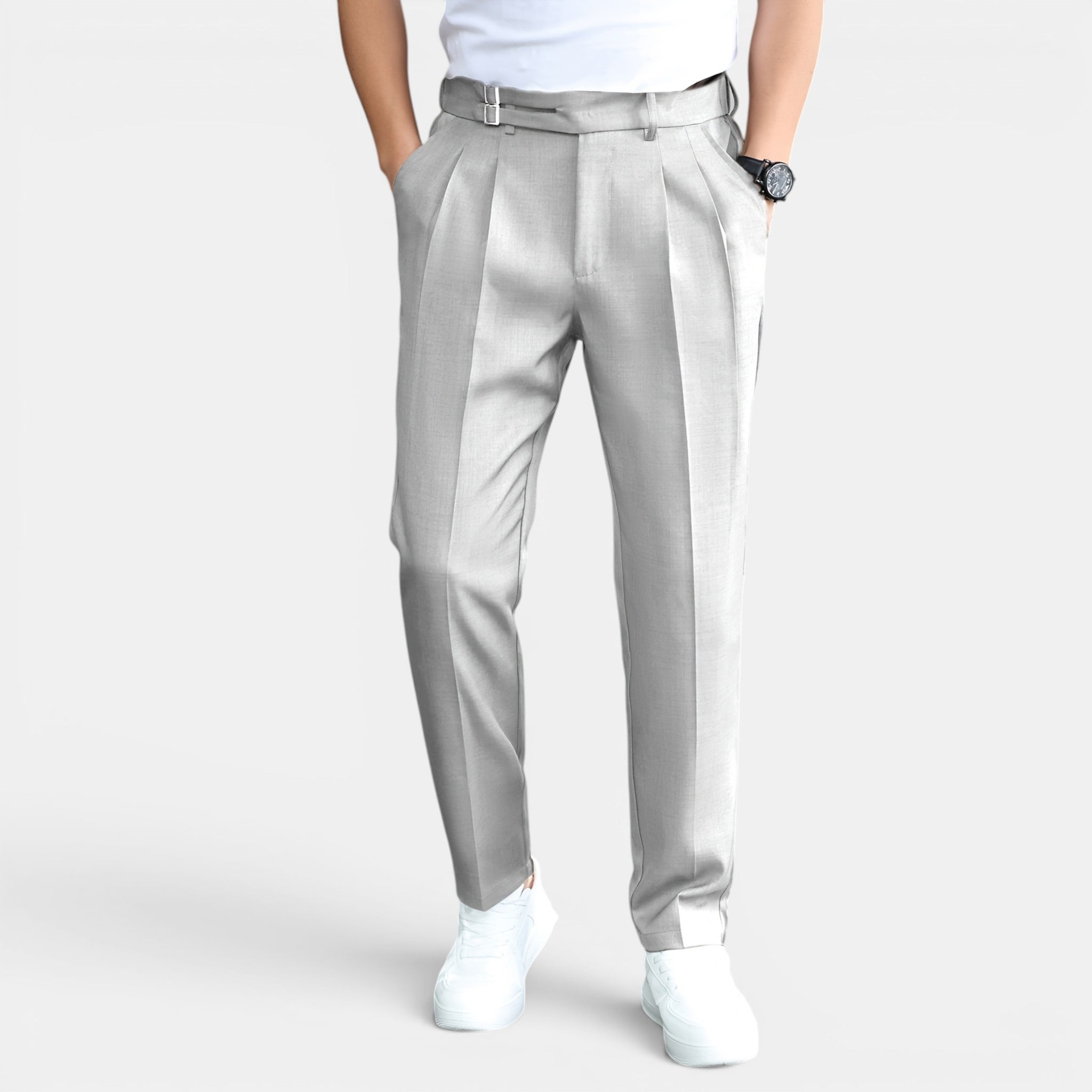 Armaxio | Men’s Double Pleated Casual Trousers Regular Fit Business Pants