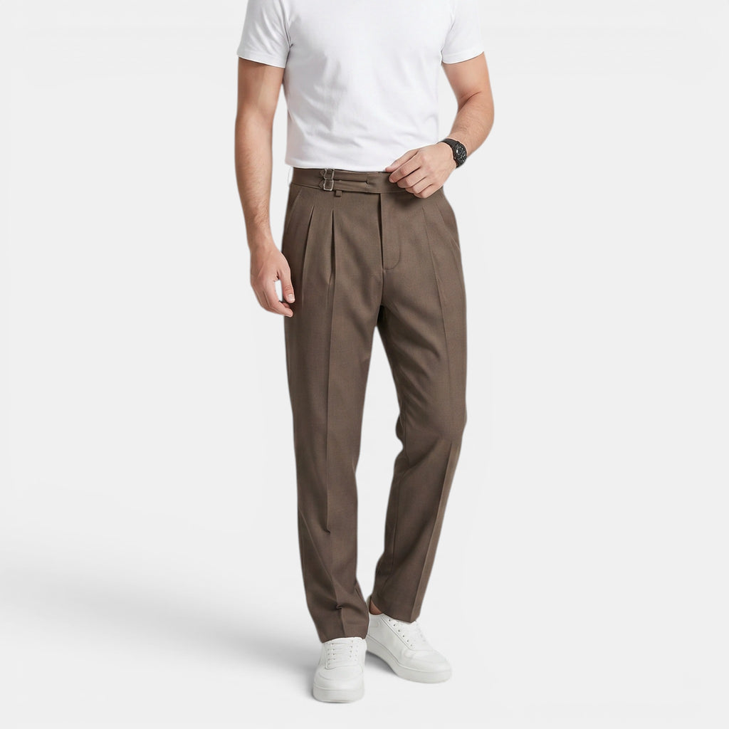 Armaxio | Men’s Double Pleated Casual Trousers Regular Fit Business Pants
