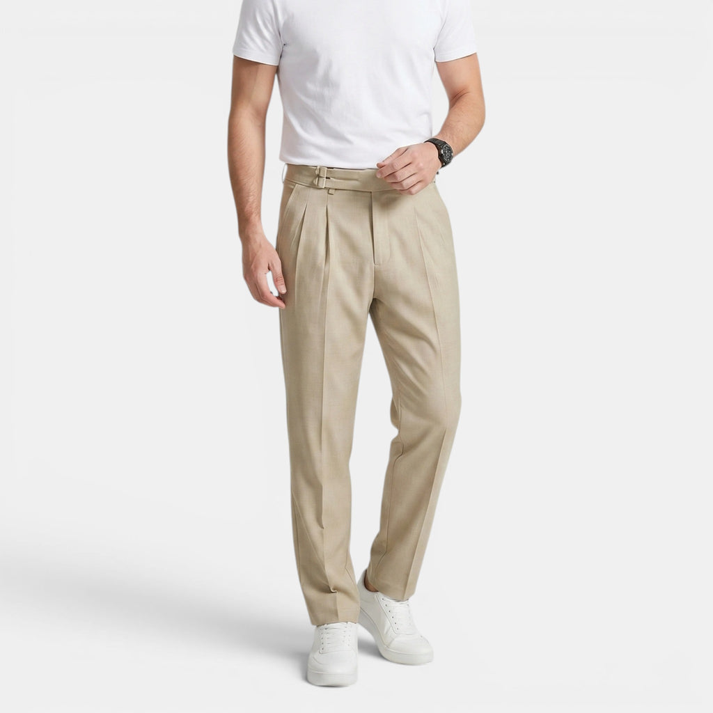 Armaxio | Men’s Double Pleated Casual Trousers Regular Fit Business Pants