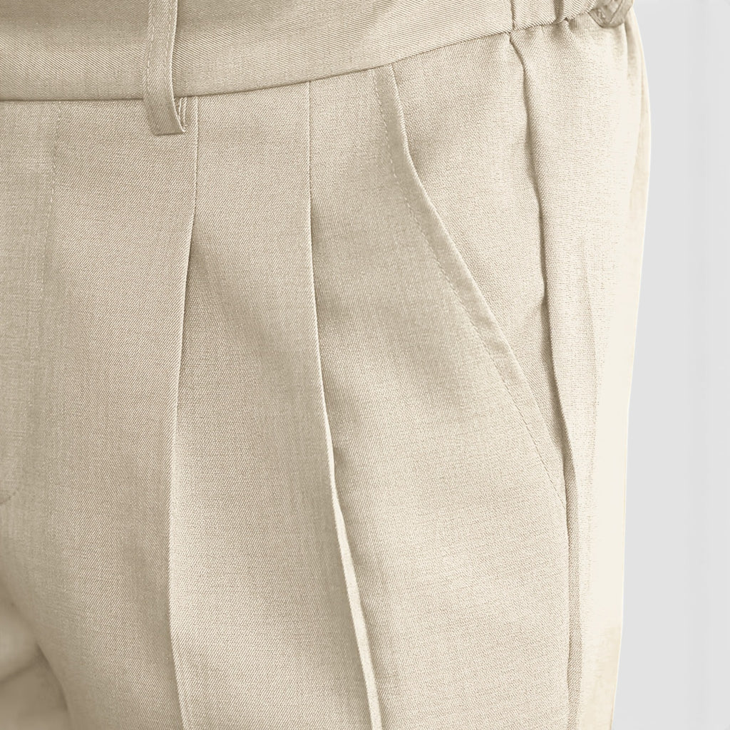 Armaxio | Men’s Double Pleated Casual Trousers Regular Fit Business Pants