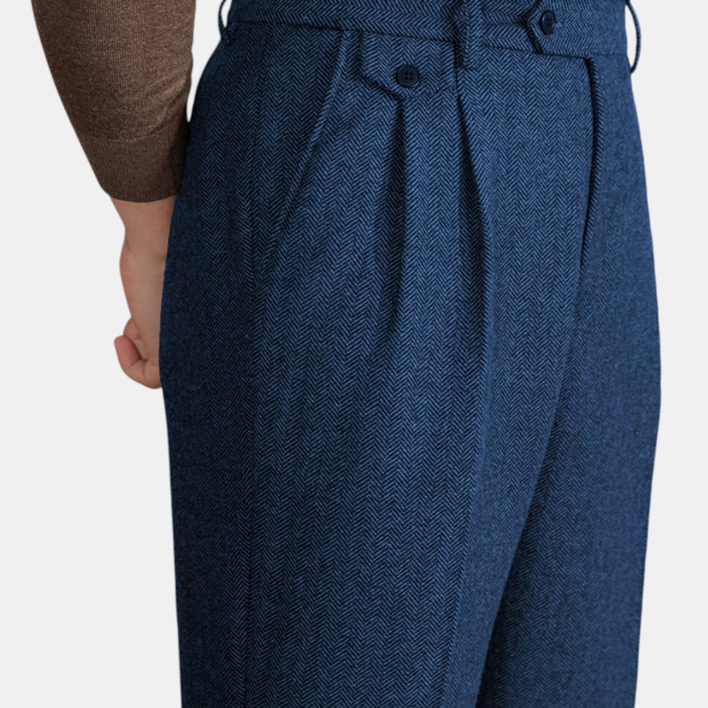 Armaxio | Men’s Herringbone Dress Trousers Slim Fit Vintage Pants