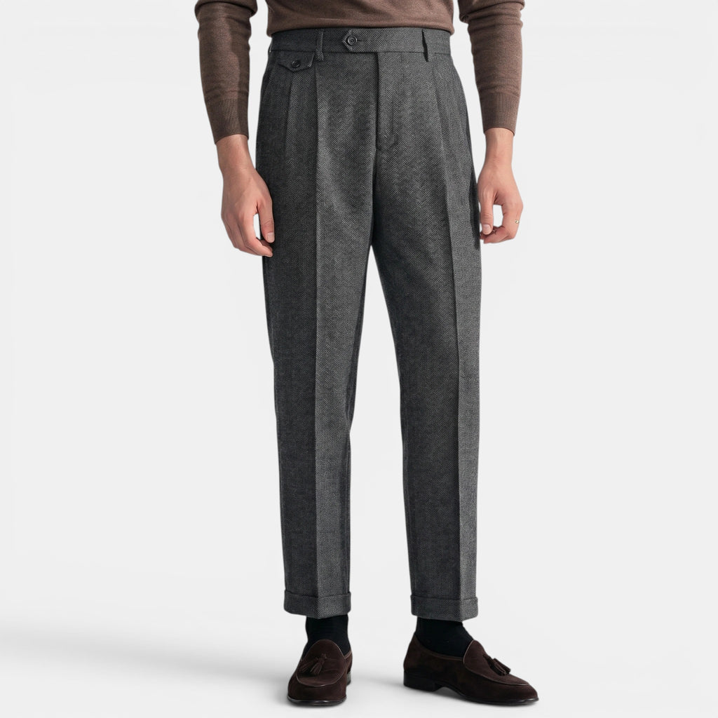 Armaxio | Men’s Herringbone Dress Trousers Slim Fit Vintage Pants