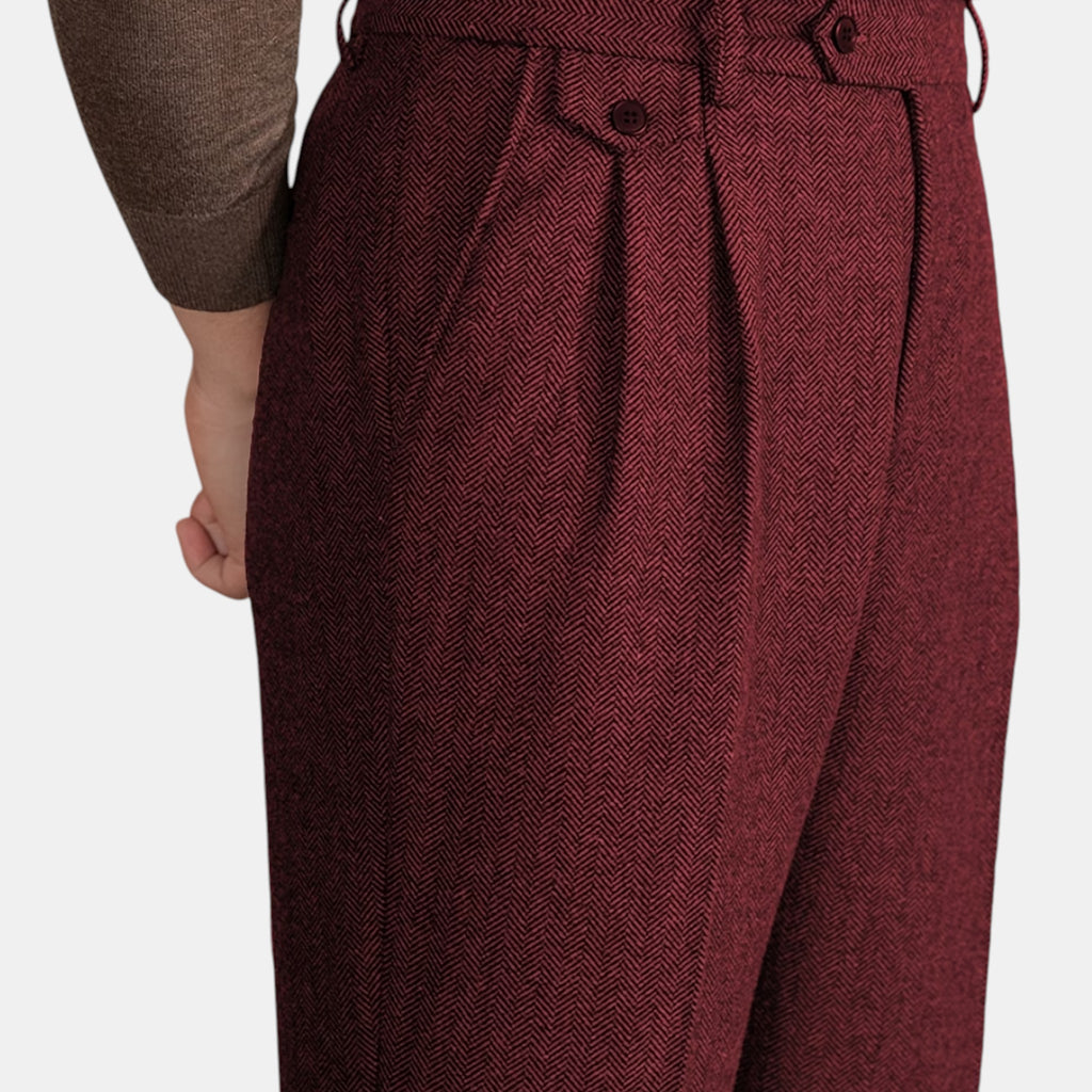 Armaxio | Men’s Herringbone Dress Trousers Slim Fit Vintage Pants