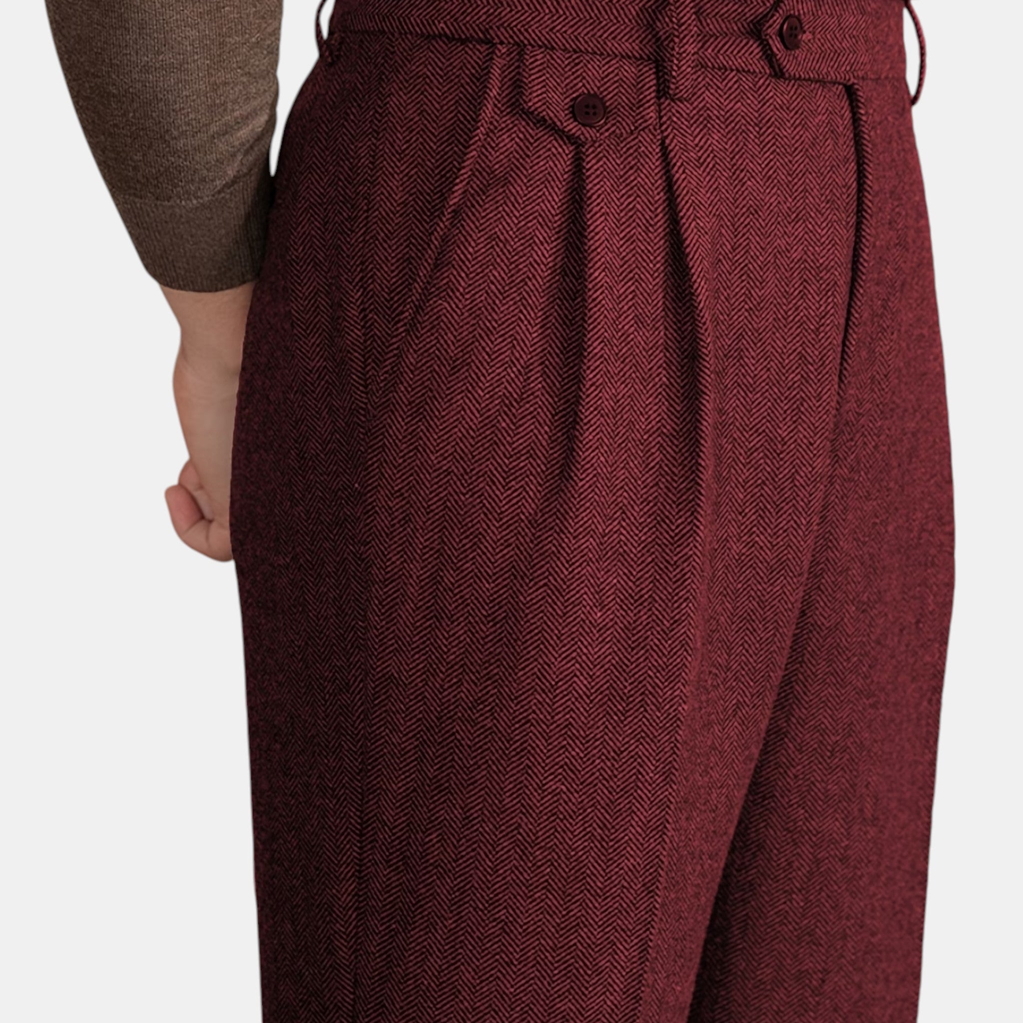 Armaxio | Men’s Herringbone Dress Trousers Slim Fit Vintage Pants