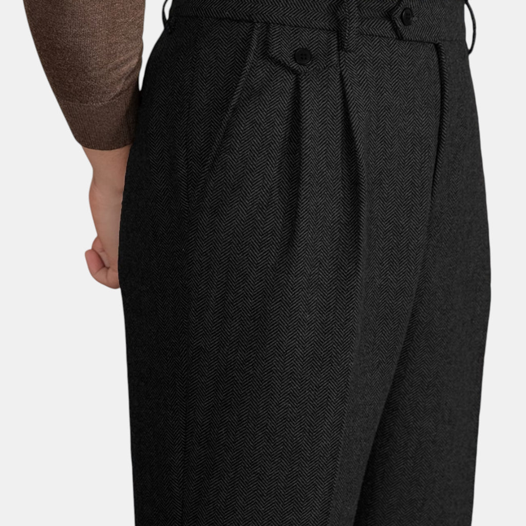 Armaxio | Men’s Herringbone Dress Trousers Slim Fit Vintage Pants