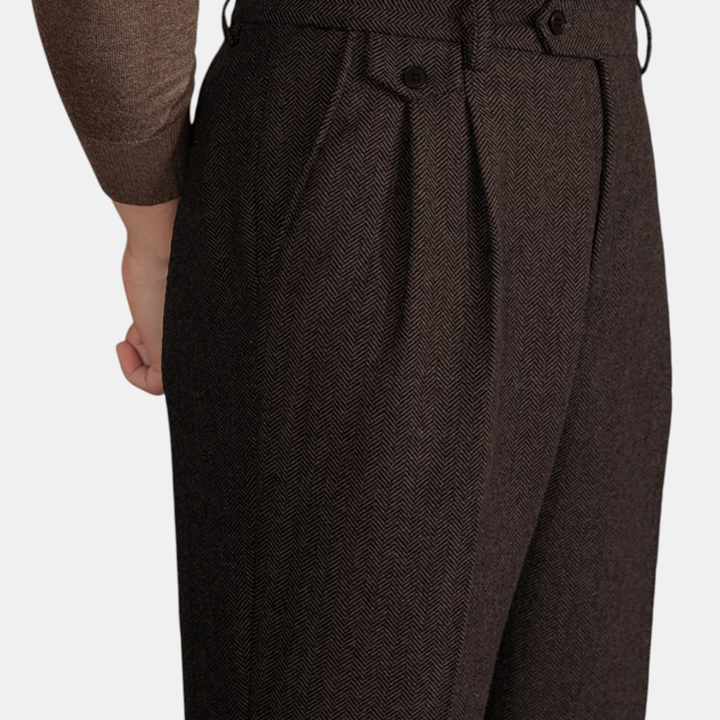 Armaxio | Men’s Herringbone Dress Trousers Slim Fit Vintage Pants