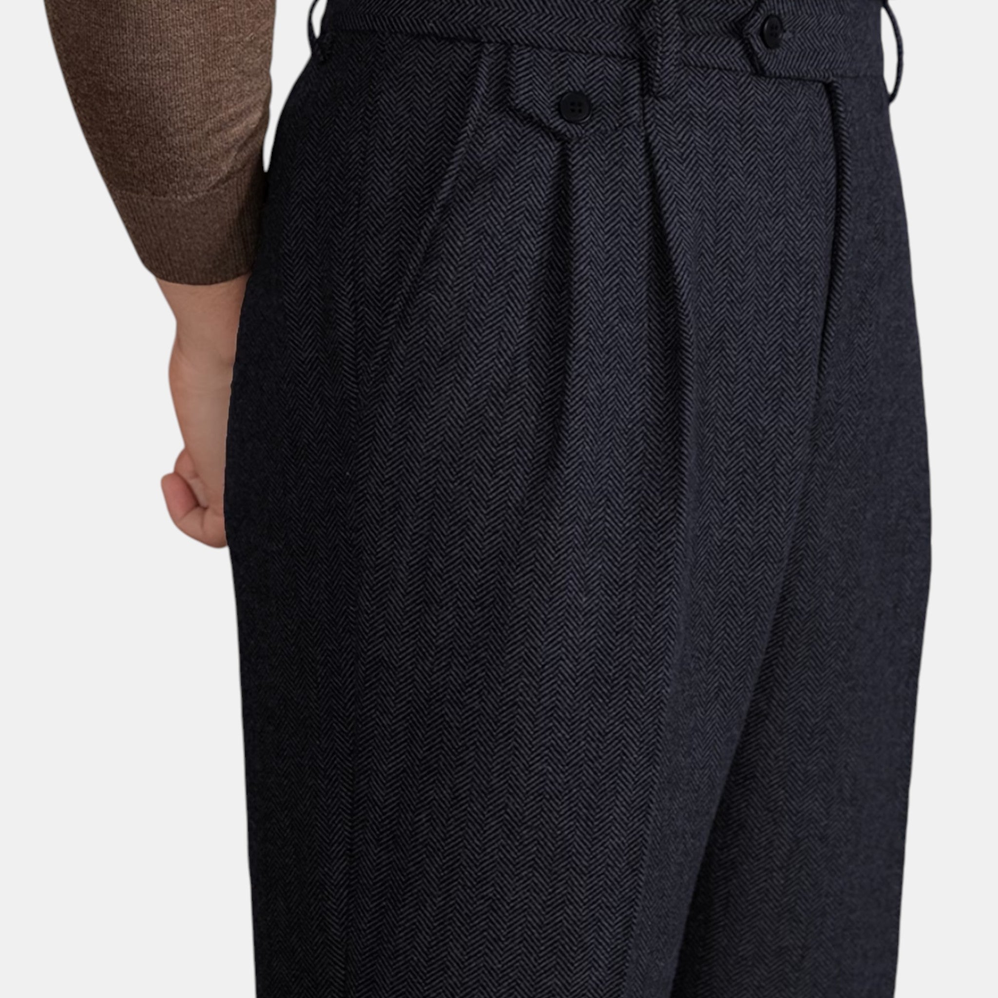 Armaxio | Men’s Herringbone Dress Trousers Slim Fit Vintage Pants