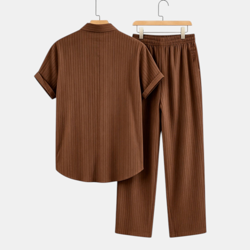 Armaxio | Men’s Striped Shirt and Pants Set Casual Summer 2 Piece