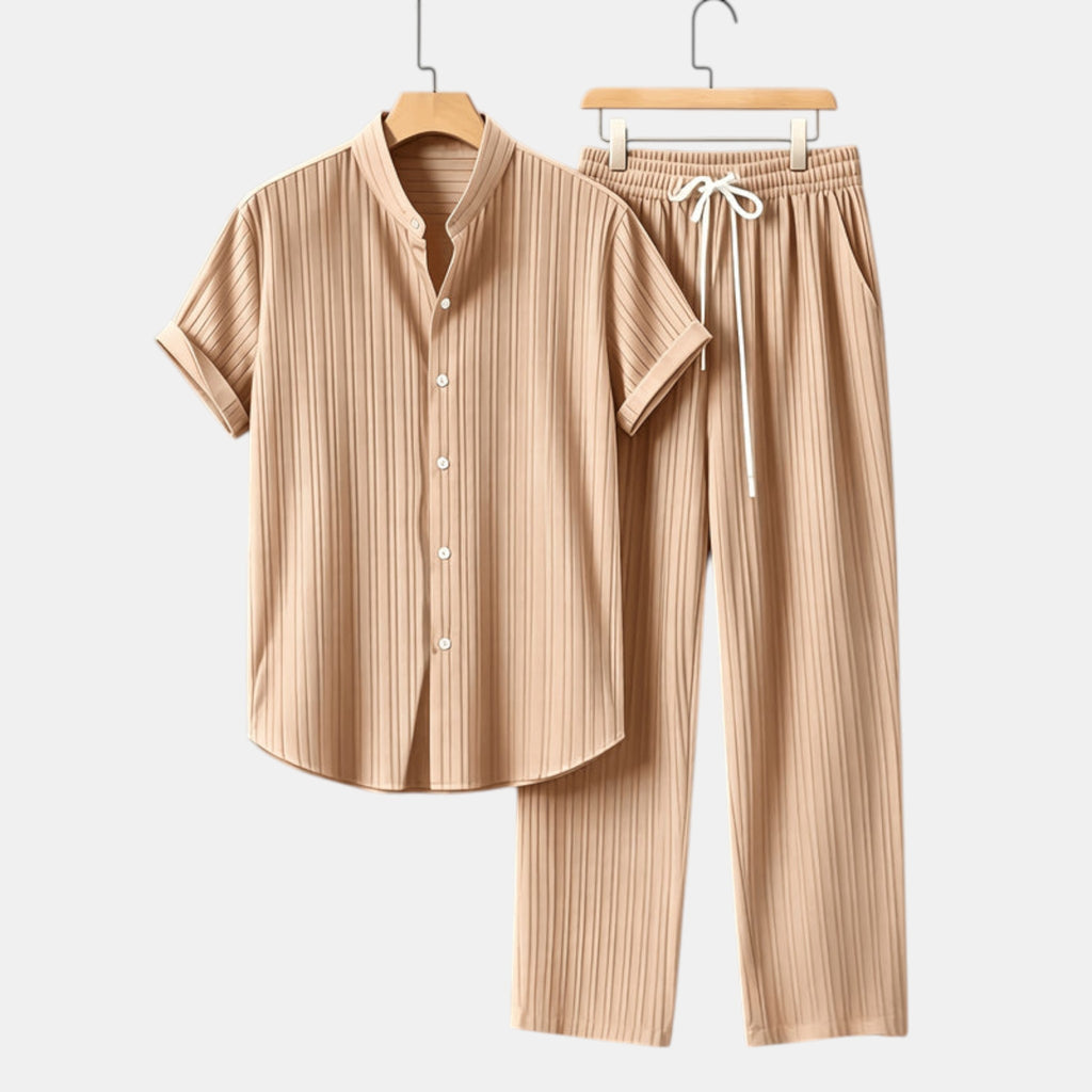 Armaxio | Men’s Striped Shirt and Pants Set Casual Summer 2 Piece