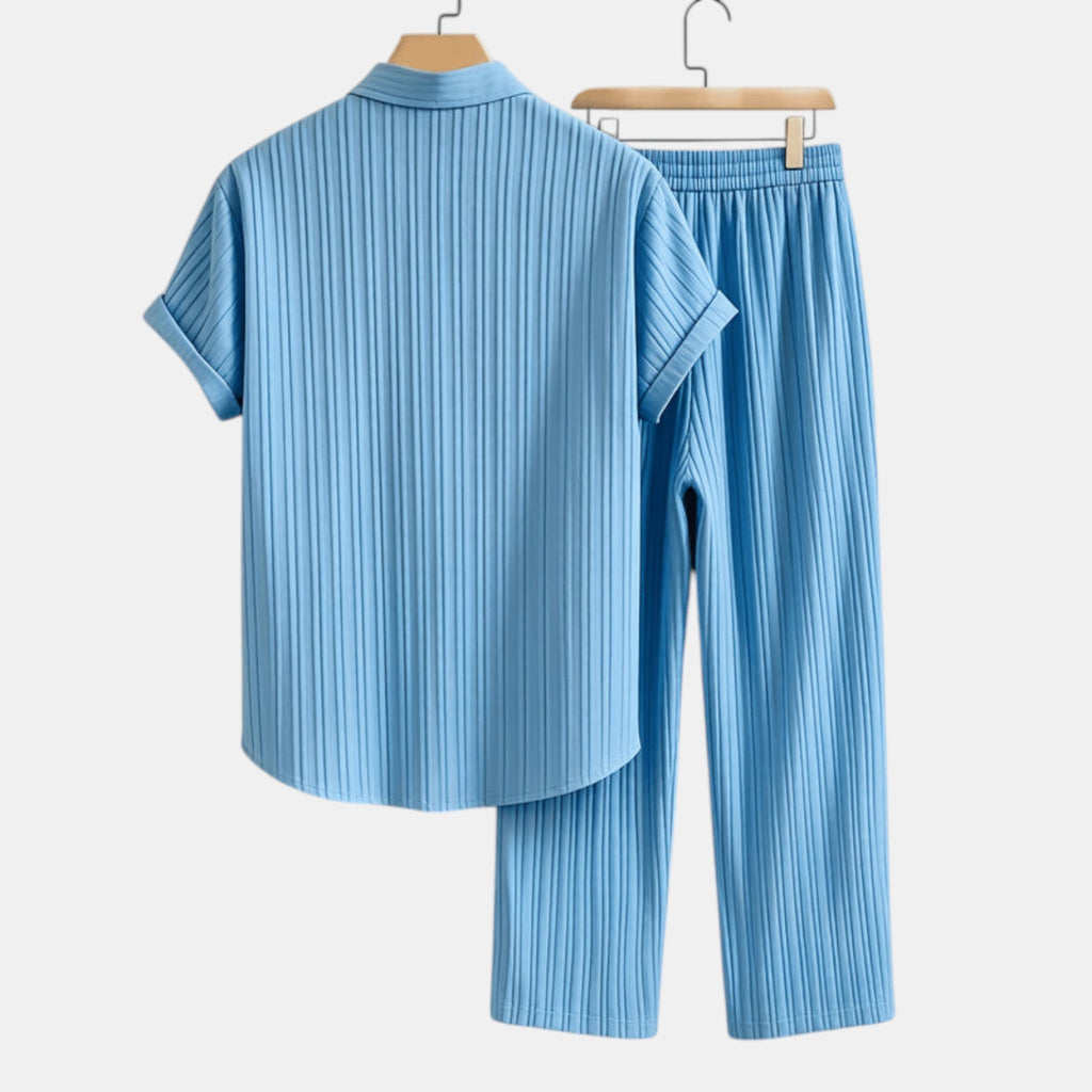 Armaxio | Men’s Striped Shirt and Pants Set Casual Summer 2 Piece