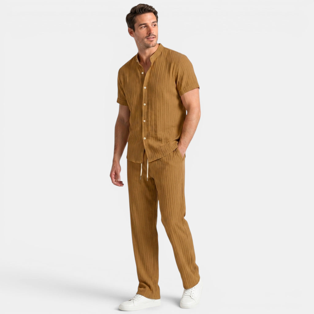 Armaxio | Men’s Striped Shirt and Pants Set Casual Summer 2 Piece