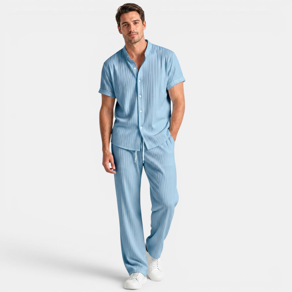 Armaxio | Men’s Striped Shirt and Pants Set Casual Summer 2 Piece
