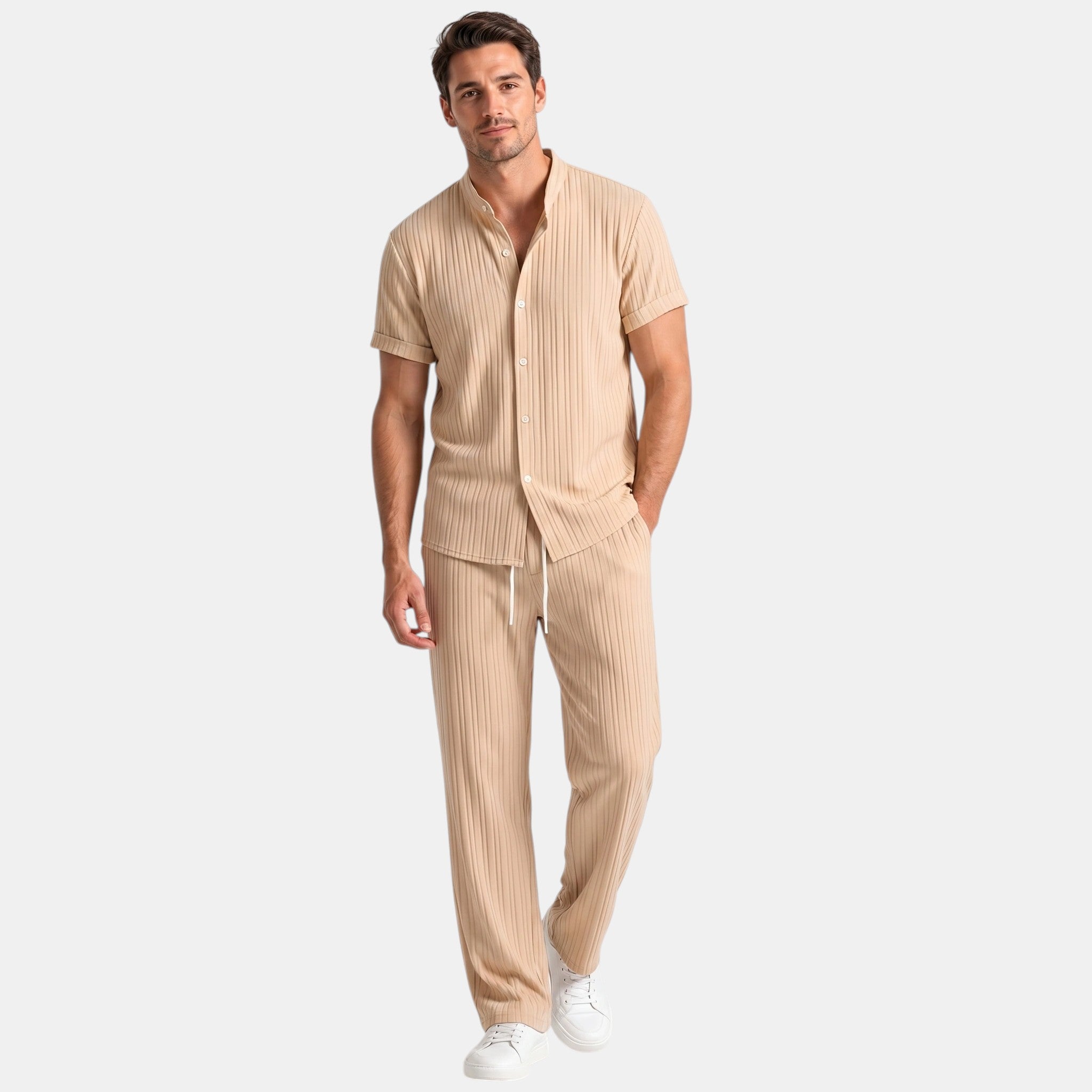 Armaxio | Men’s Striped Shirt and Pants Set Casual Summer 2 Piece