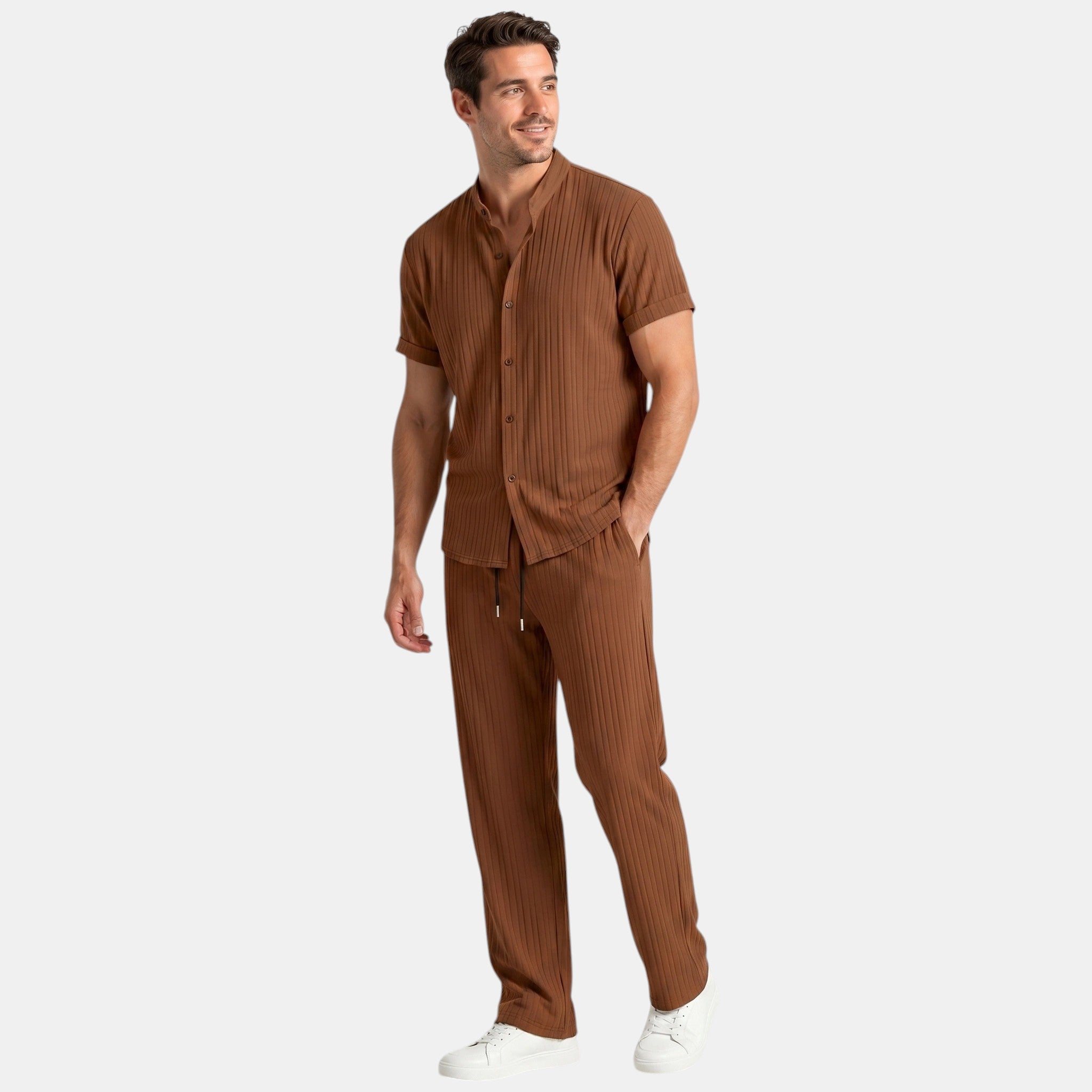 Armaxio | Men’s Striped Shirt and Pants Set Casual Summer 2 Piece