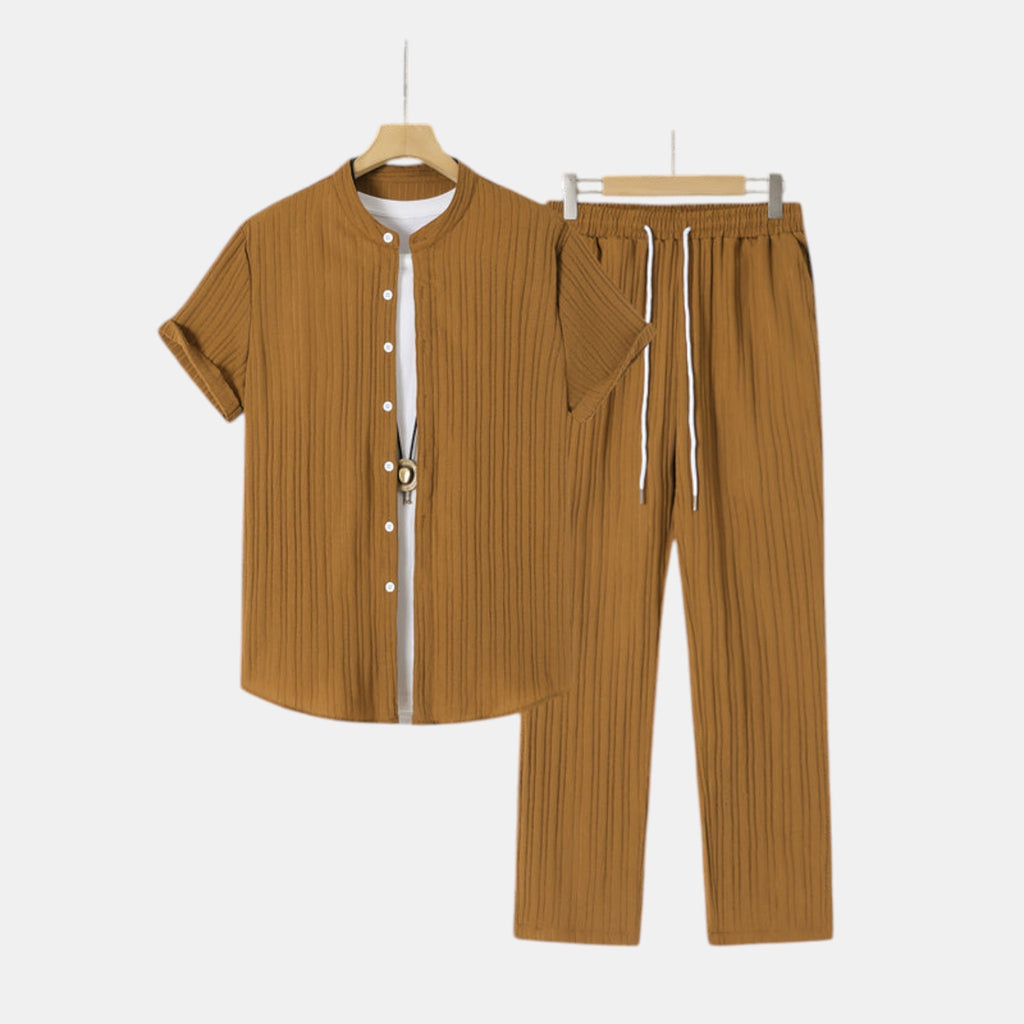 Armaxio | Men’s Striped Shirt and Pants Set Casual Summer 2 Piece