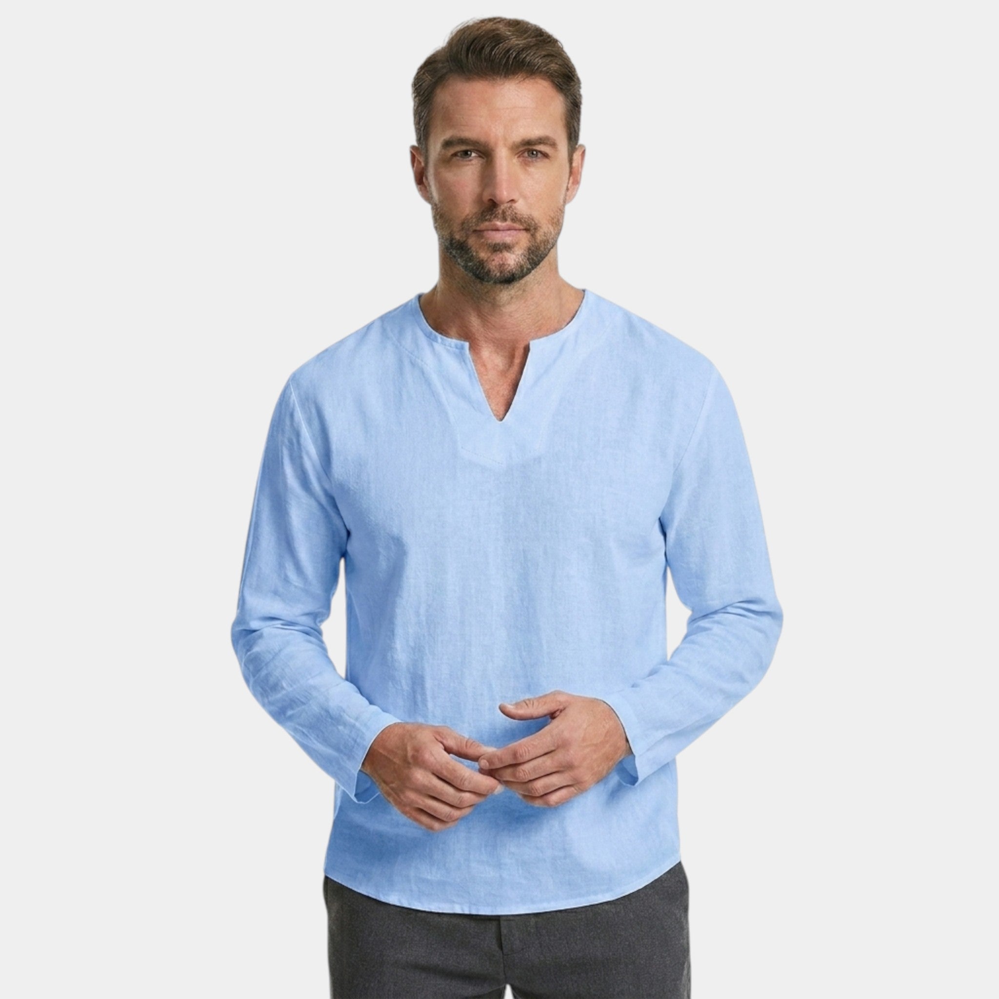Armaxio | Men’s Linen Cotton Shirt Breathable Comfort Long Sleeve Casual Fit