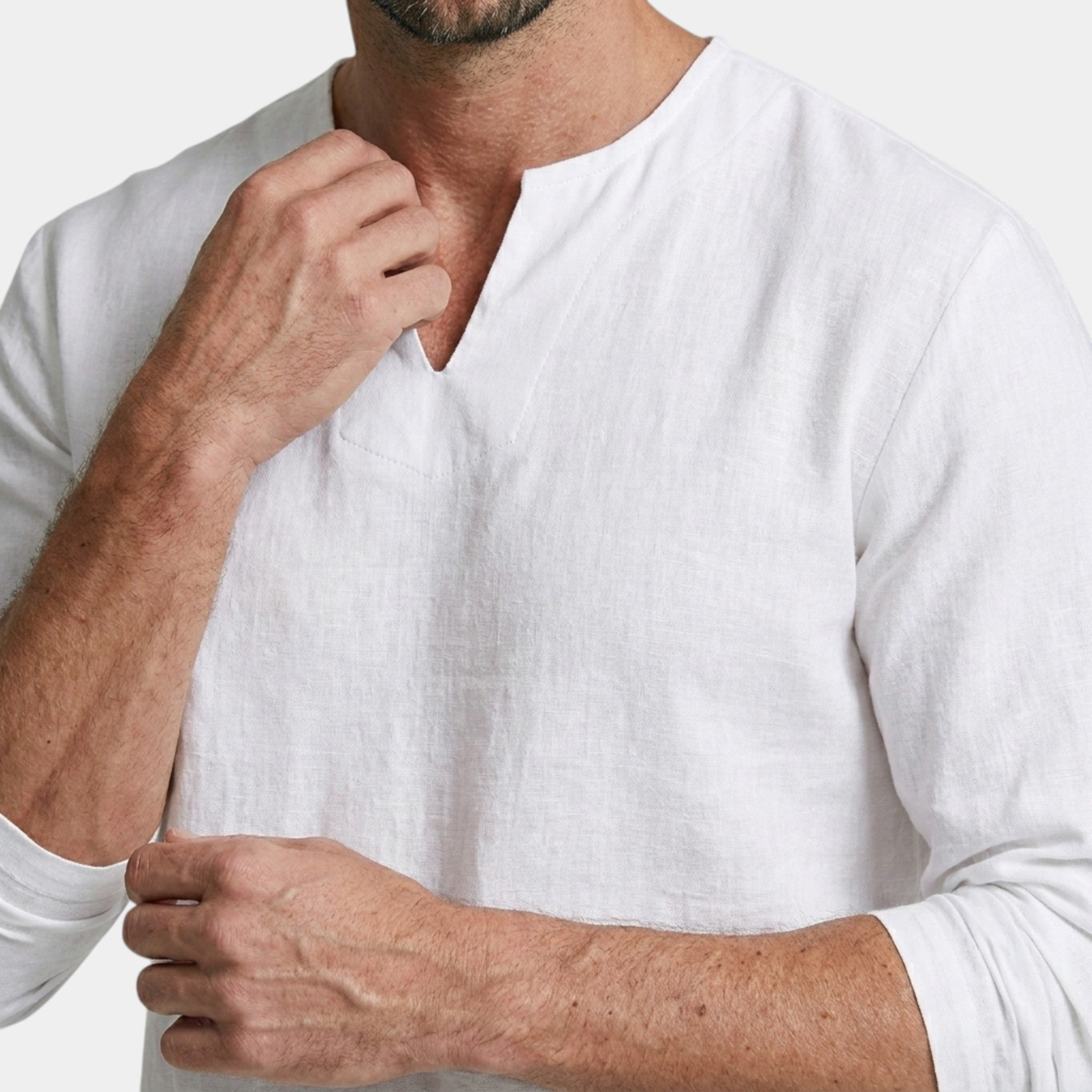 Armaxio | Men’s Linen Cotton Shirt Breathable Comfort Long Sleeve Casual Fit