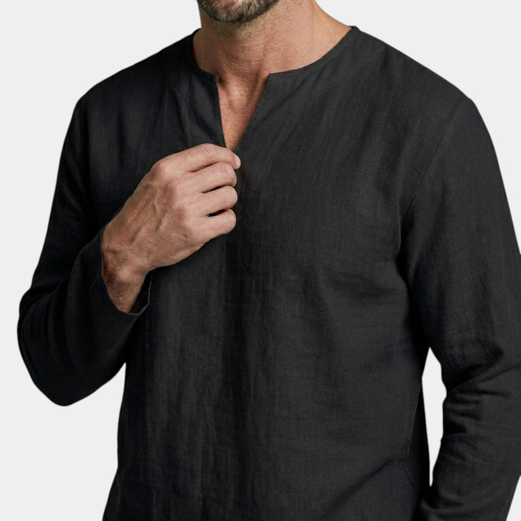 Armaxio | Men’s Linen Cotton Shirt Breathable Comfort Long Sleeve Casual Fit