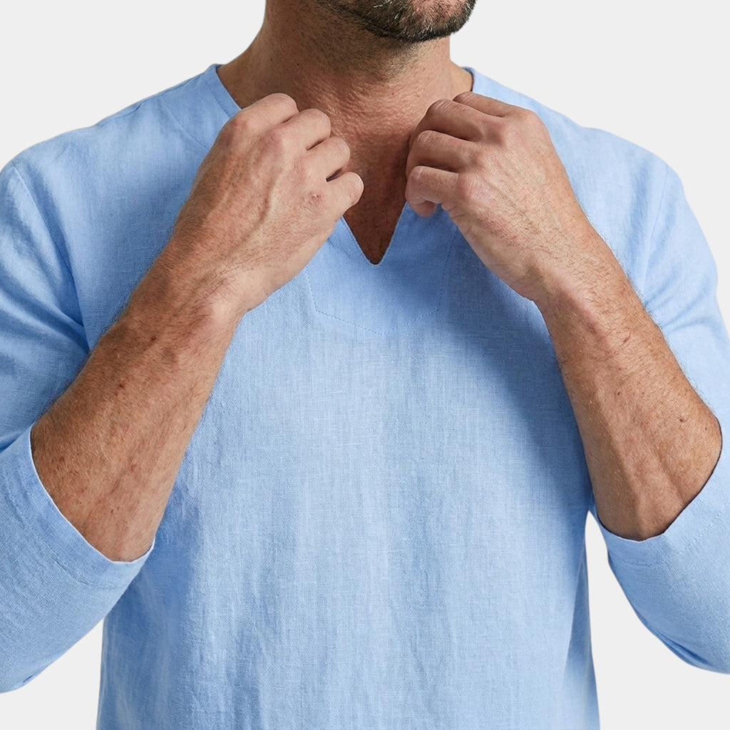 Armaxio | Men’s Linen Cotton Shirt Breathable Comfort Long Sleeve Casual Fit
