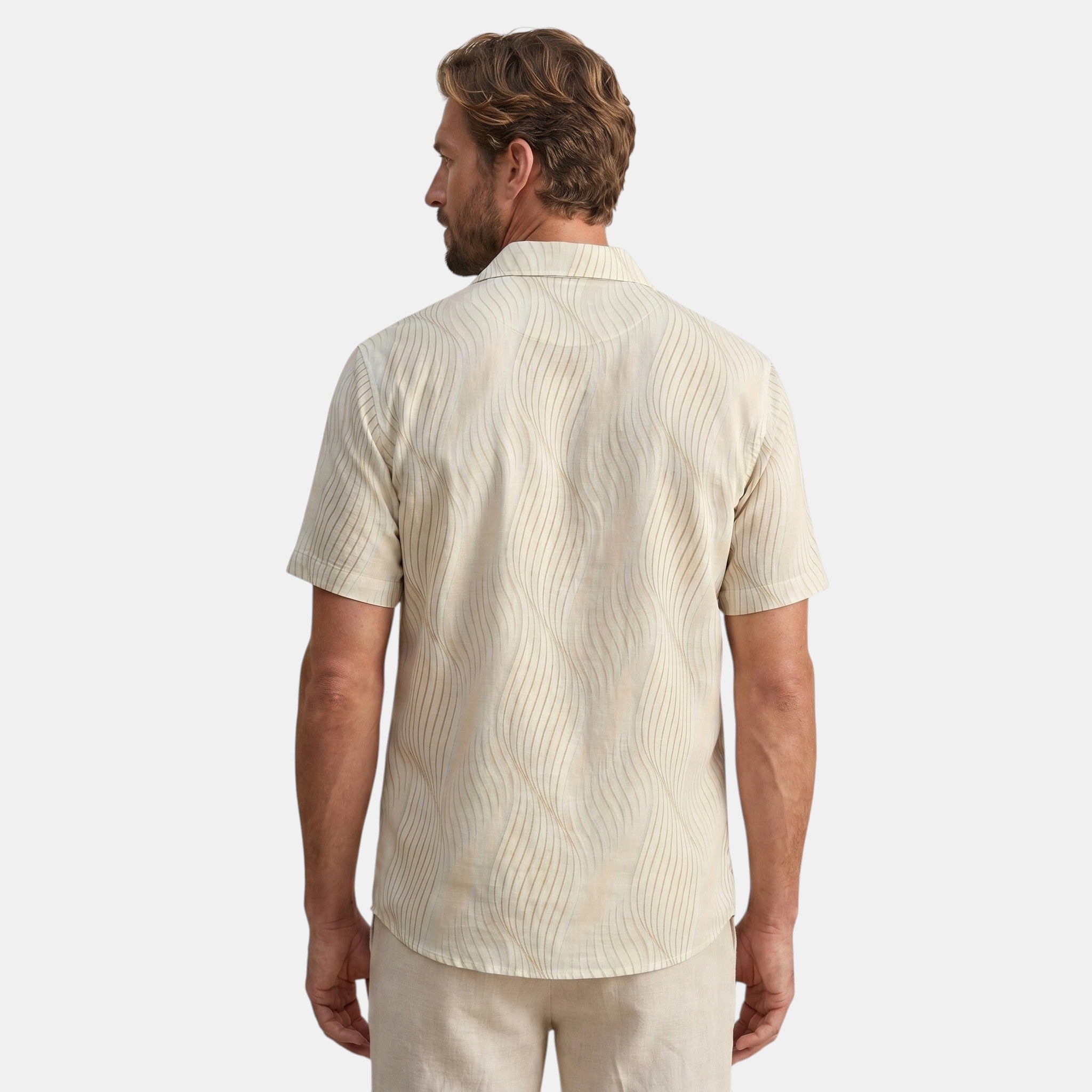 Armaxio | Men's Short Sleeve Geometric Print Lapel Collar Shirt