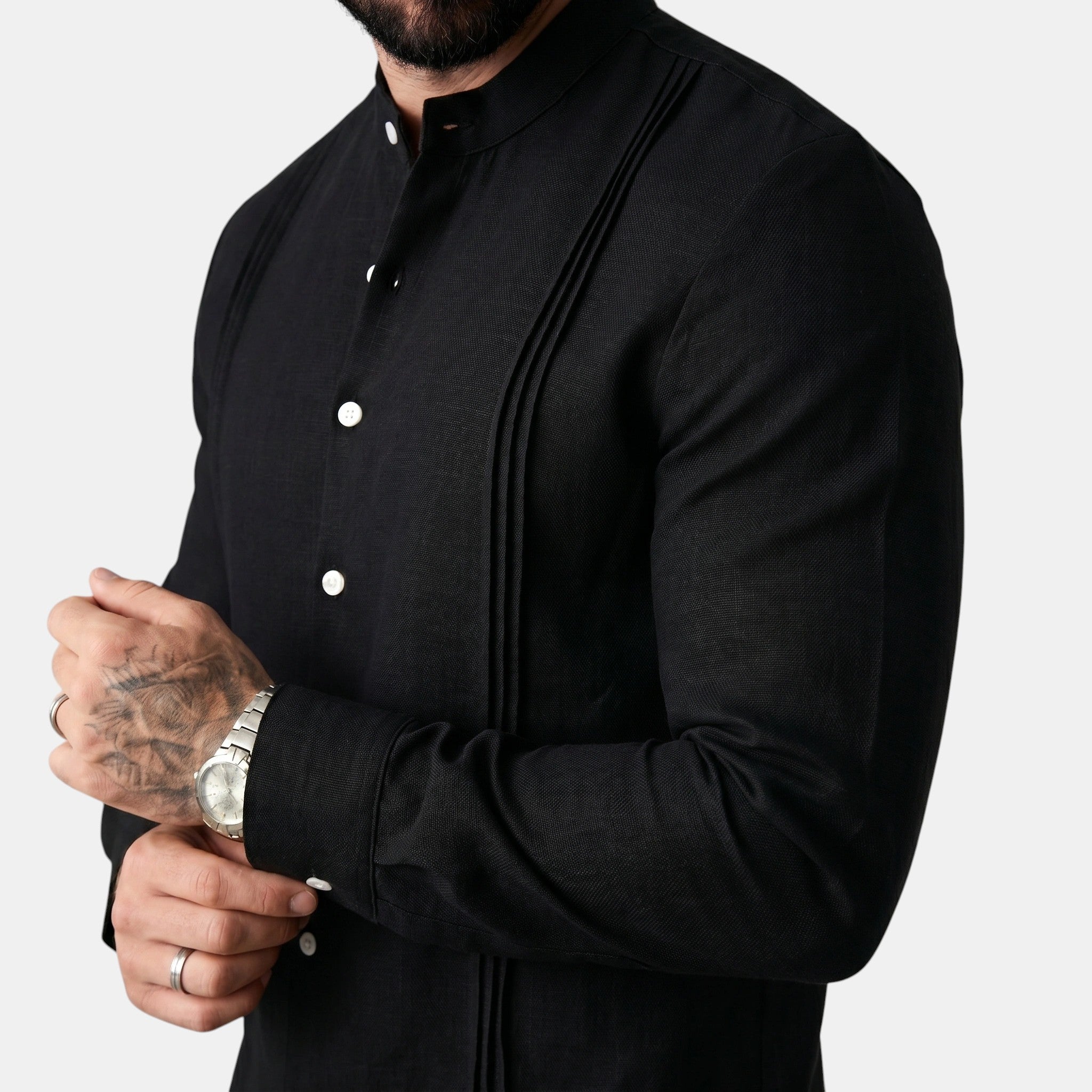 Armaxio | Men's Stand Collar Button Front Casual Shirt