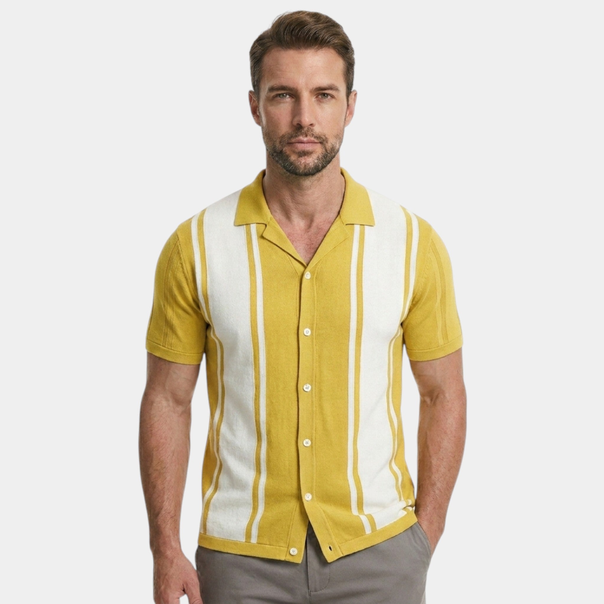 Armaxio | Men’s Knitted Polo Shirt Classic Striped Summer Style