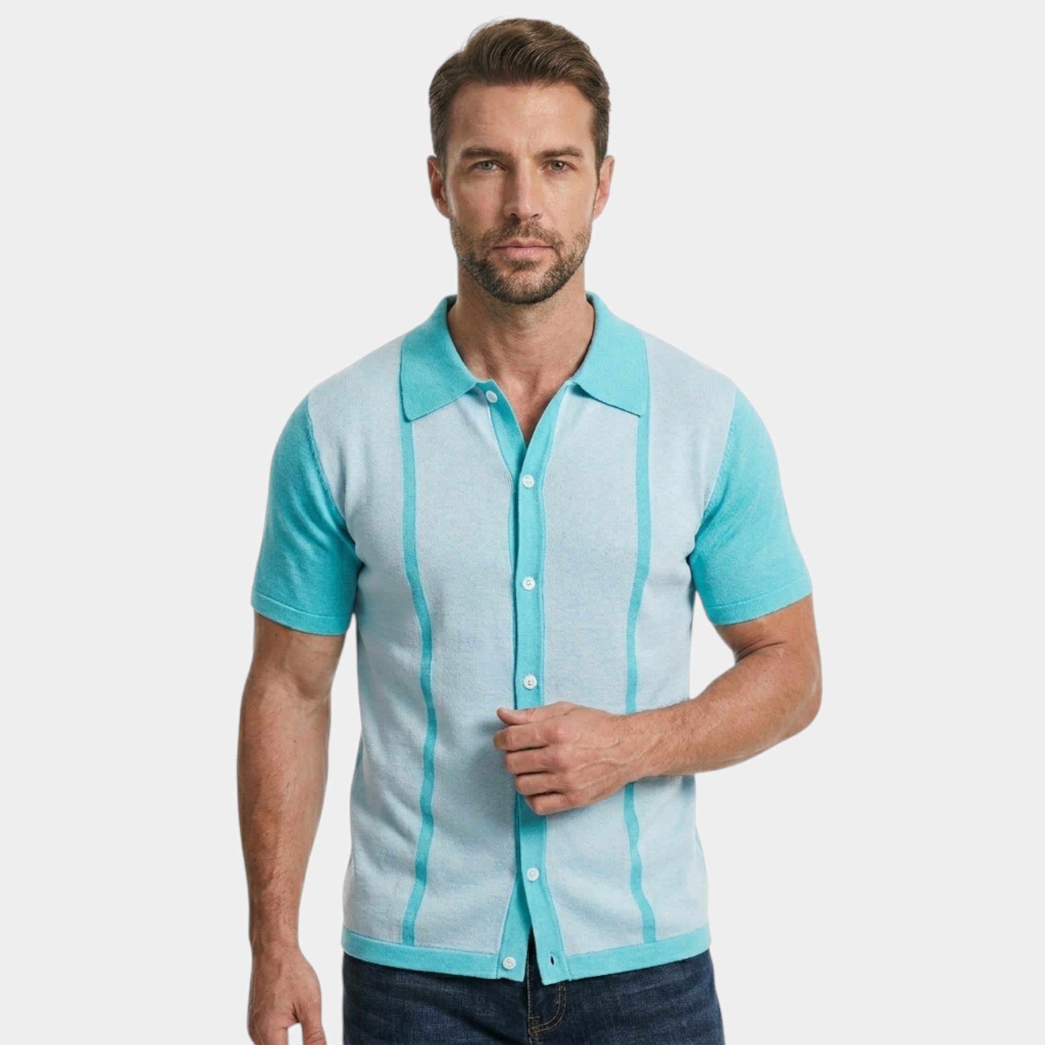 Armaxio | Men’s Knitted Polo Shirt Classic Striped Summer Style