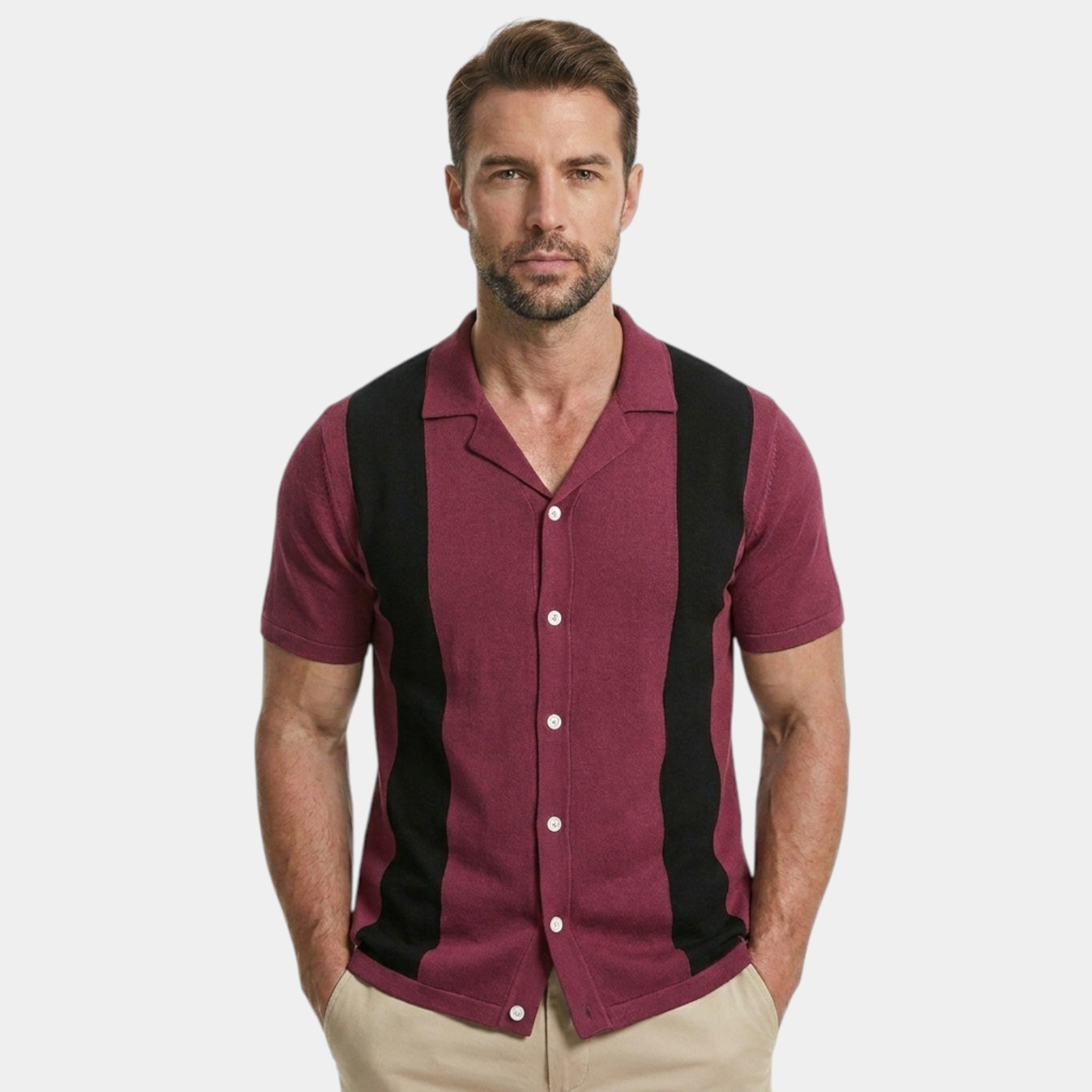 Armaxio | Men’s Knitted Polo Shirt Classic Striped Summer Style
