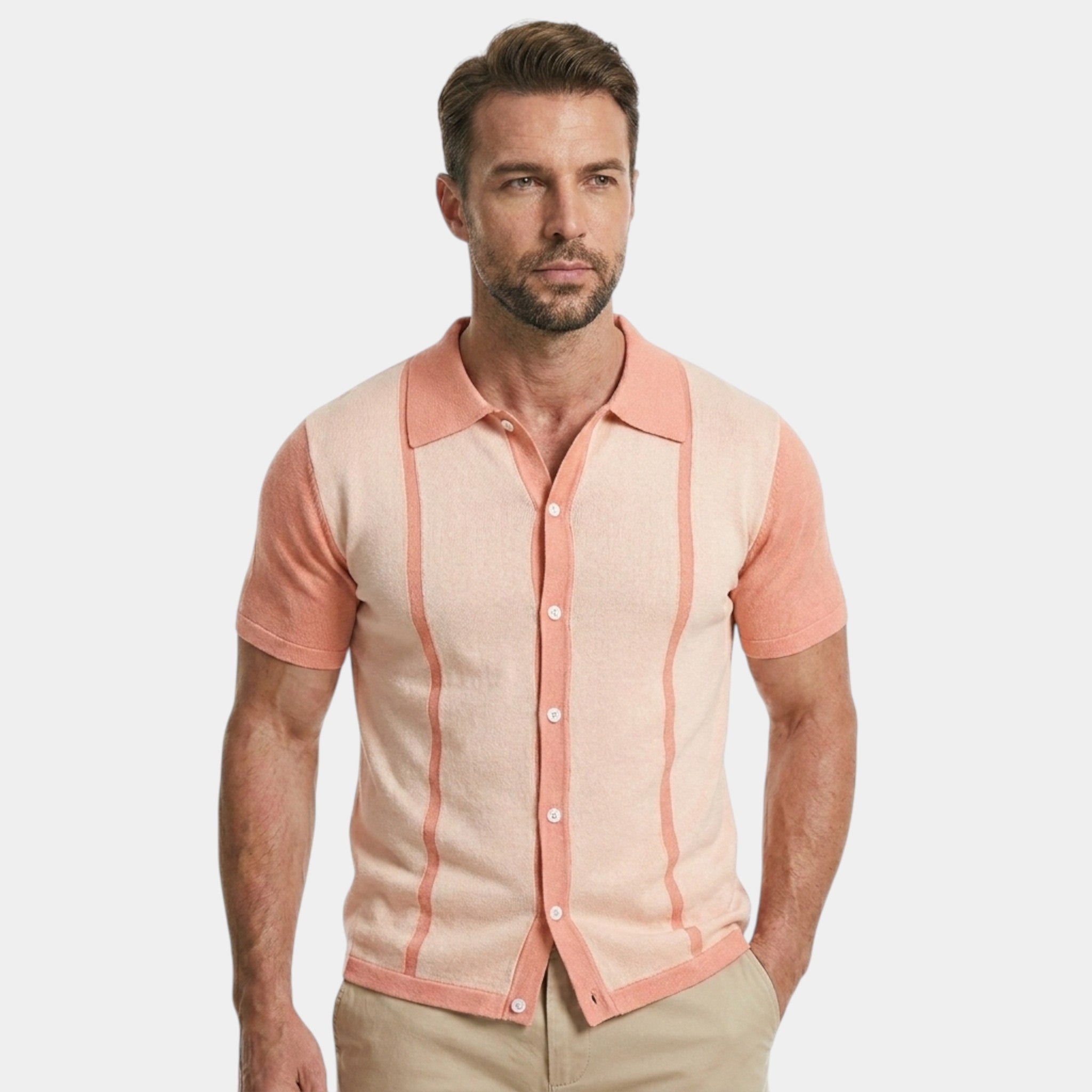 Armaxio | Men’s Knitted Polo Shirt Classic Striped Summer Style