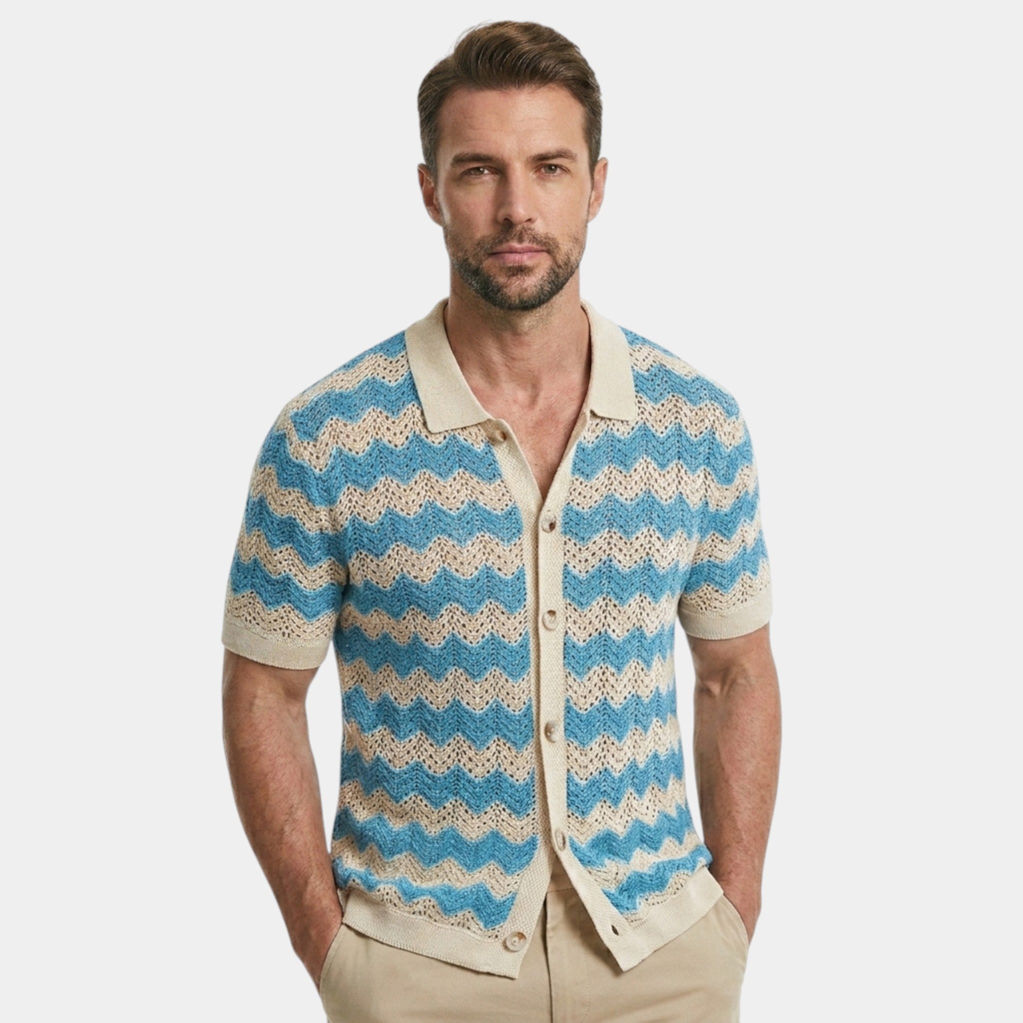Armaxio | Men’s Knitted Polo Shirt Classic Striped Summer Style