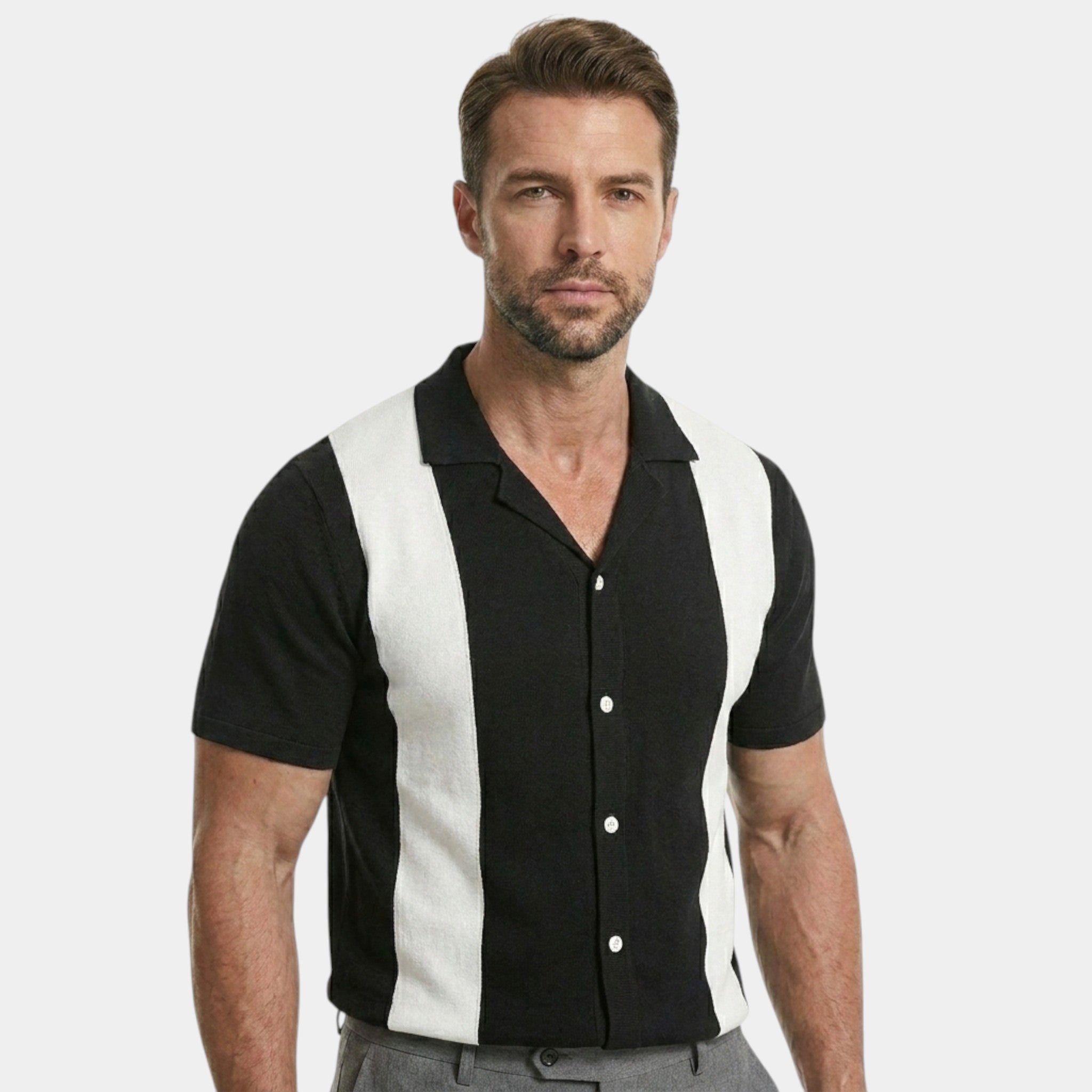 Armaxio | Men’s Knitted Polo Shirt Classic Striped Summer Style