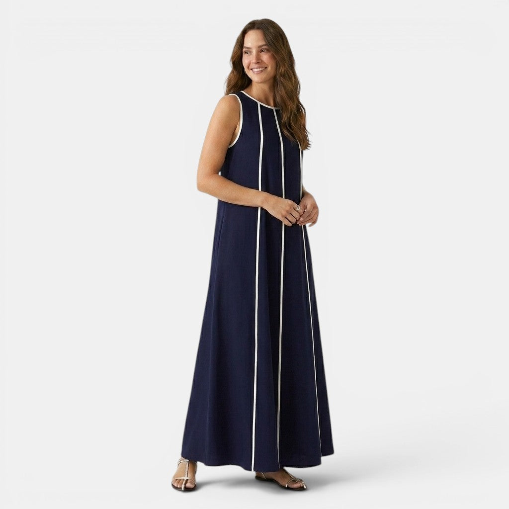 Armaxio | Women’s Contrast Trim Maxi Dress Loose Fit Tank Dress