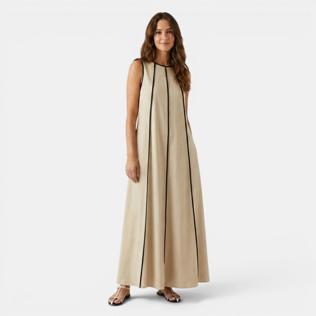 Armaxio | Women’s Contrast Trim Maxi Dress Loose Fit Tank Dress