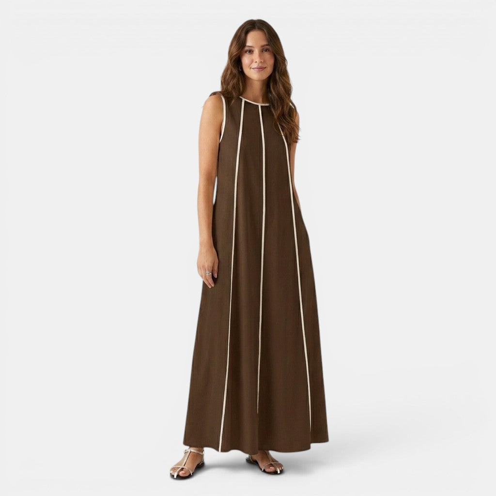 Armaxio | Women’s Contrast Trim Maxi Dress Loose Fit Tank Dress