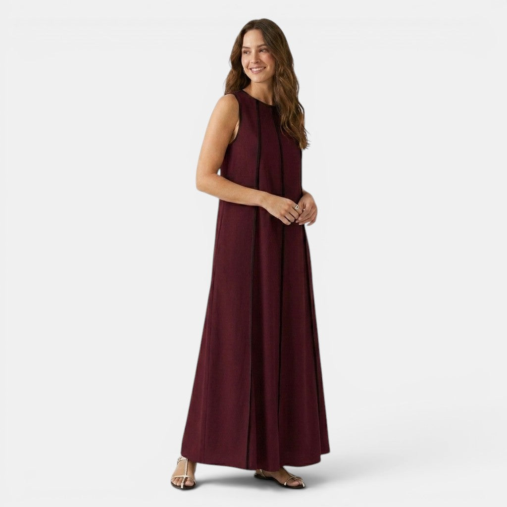 Armaxio | Women’s Contrast Trim Maxi Dress Loose Fit Tank Dress