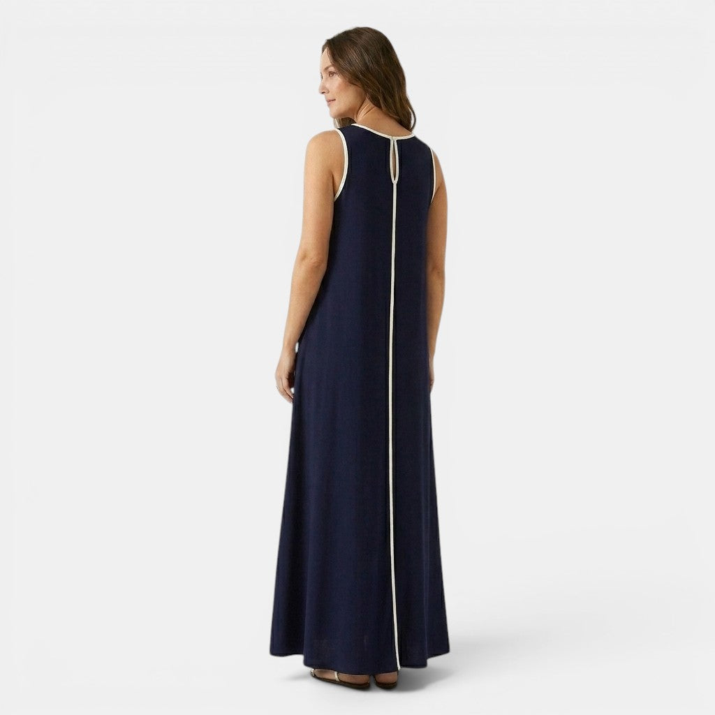 Armaxio | Women’s Contrast Trim Maxi Dress Loose Fit Tank Dress