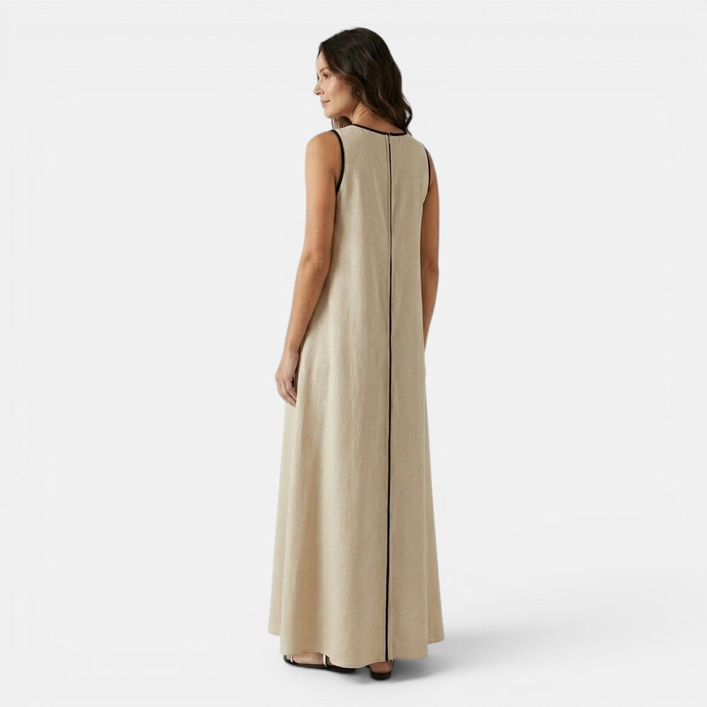 Armaxio | Women’s Contrast Trim Maxi Dress Loose Fit Tank Dress