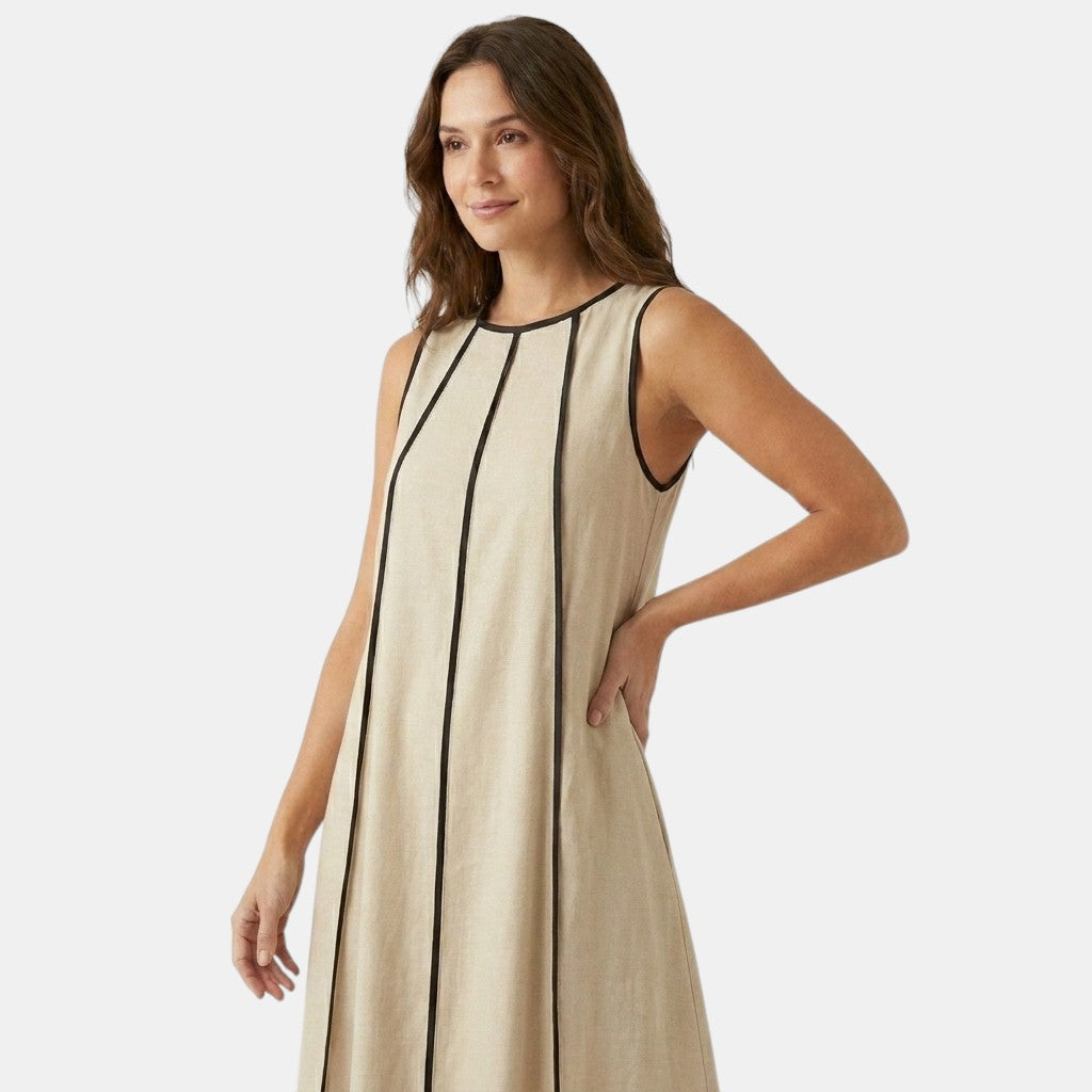 Armaxio | Women’s Contrast Trim Maxi Dress Loose Fit Tank Dress
