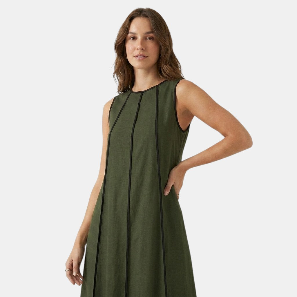 Armaxio | Women’s Contrast Trim Maxi Dress Loose Fit Tank Dress