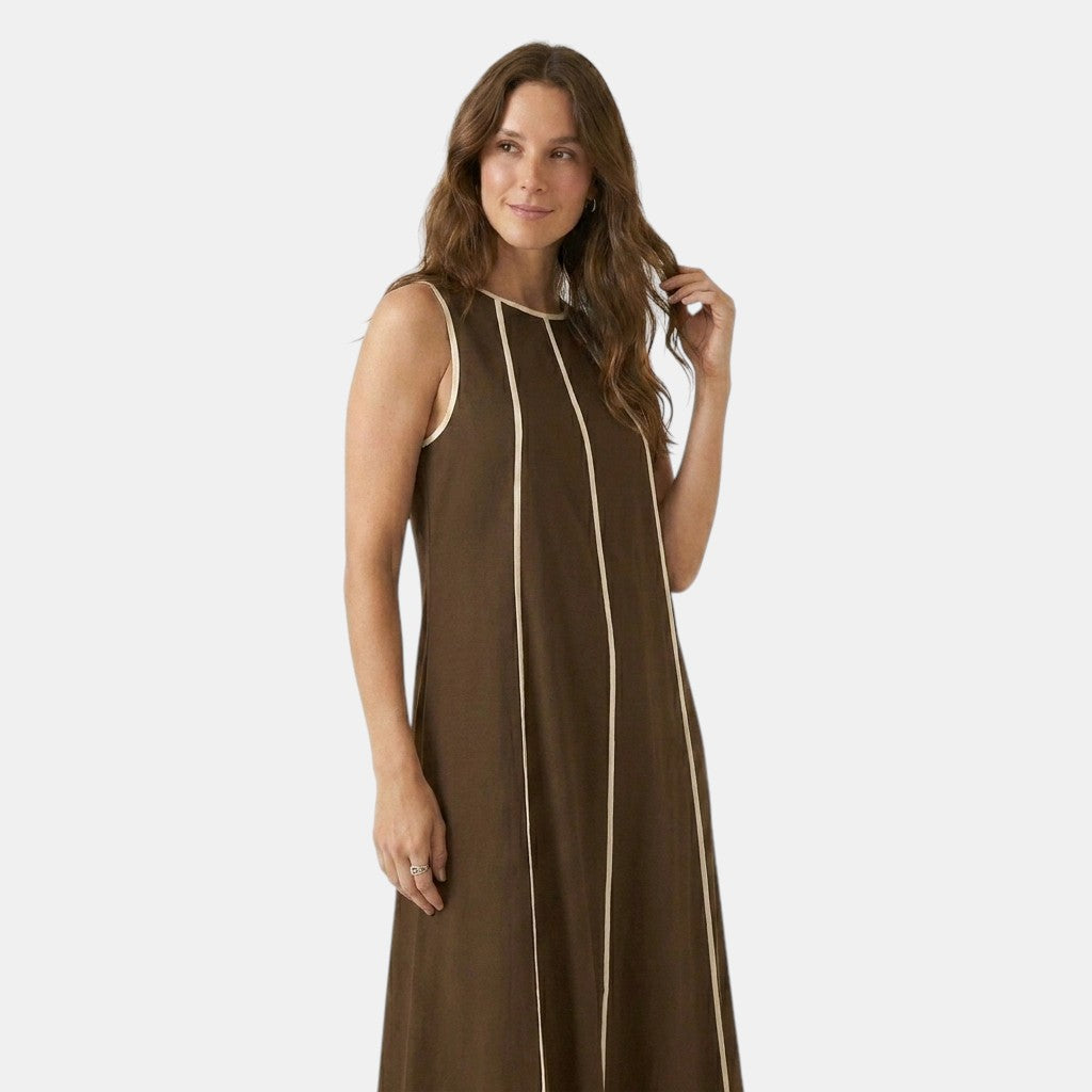 Armaxio | Women’s Contrast Trim Maxi Dress Loose Fit Tank Dress